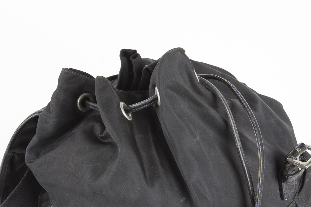 Prada Black Nylon and Leather Trimmed Backpack