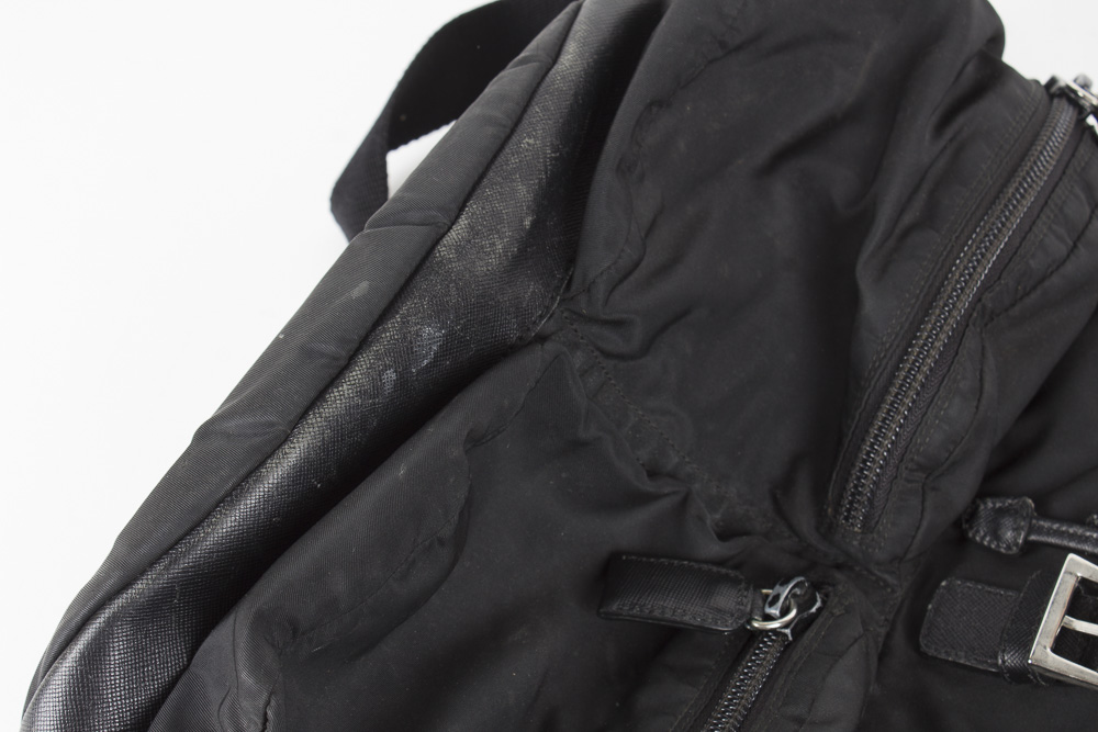 Prada Black Nylon and Leather Trimmed Backpack