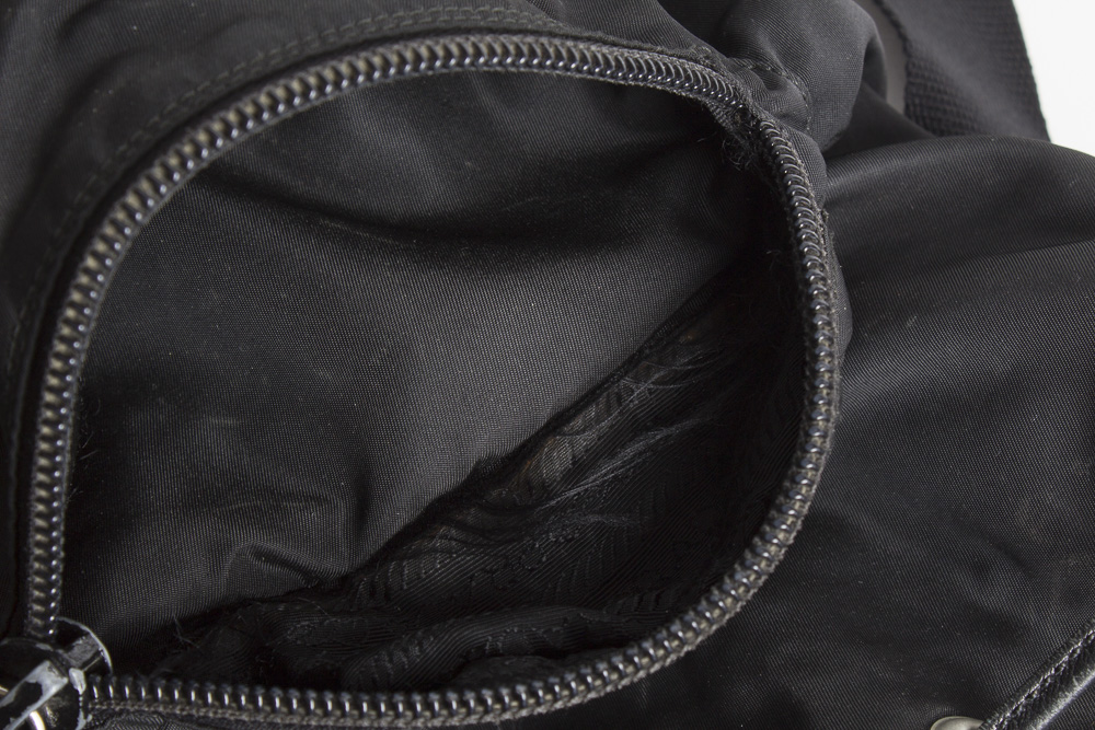 Prada Black Nylon and Leather Trimmed Backpack