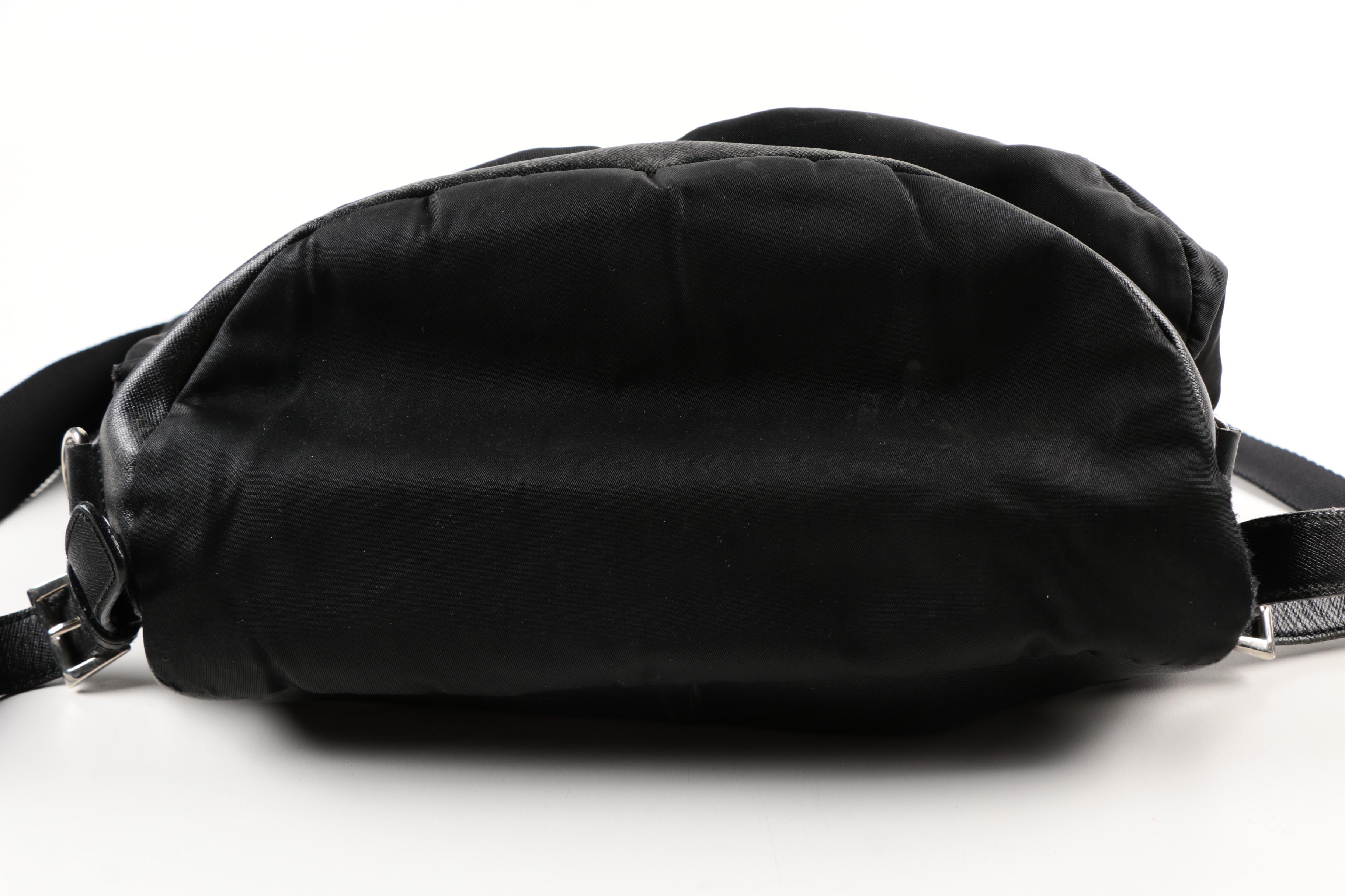 Prada Black Nylon and Leather Trimmed Backpack
