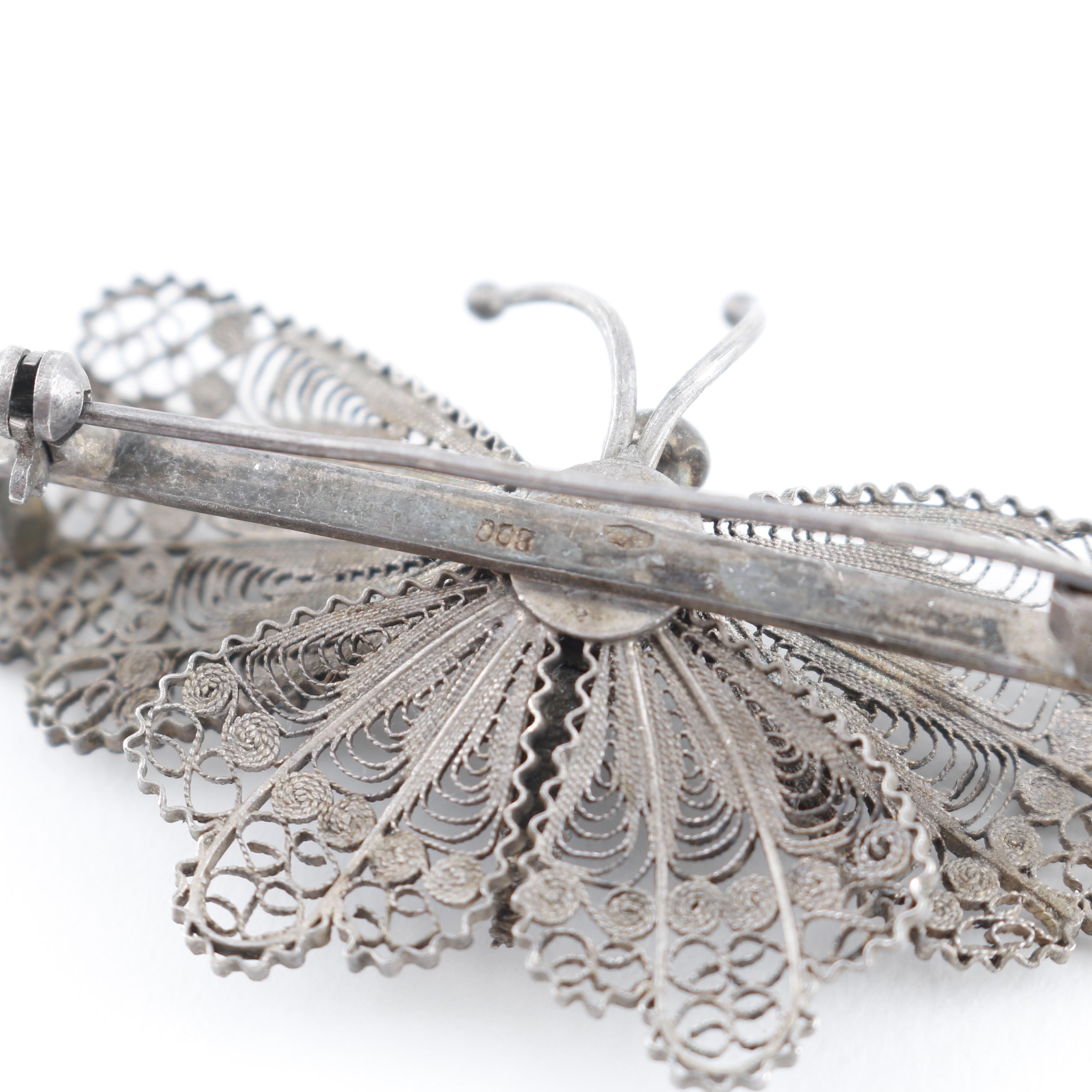 Vintage Sterling Silver Jewelry Including a Thai Bracelet and 800 Silver