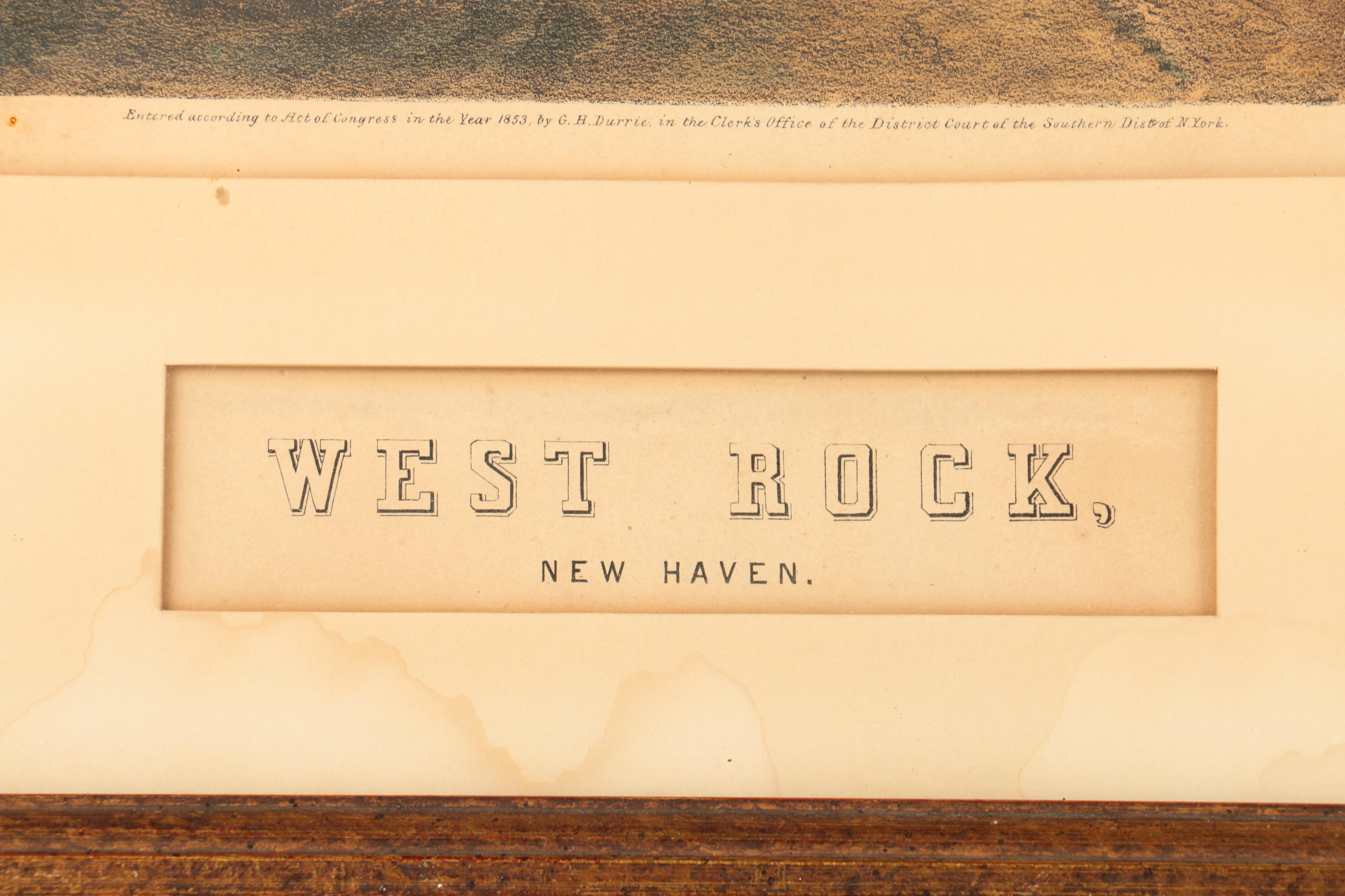 Rare Pair of G. H. Durrie Hand Colored Lithographs "East Rock" and "West Rock"