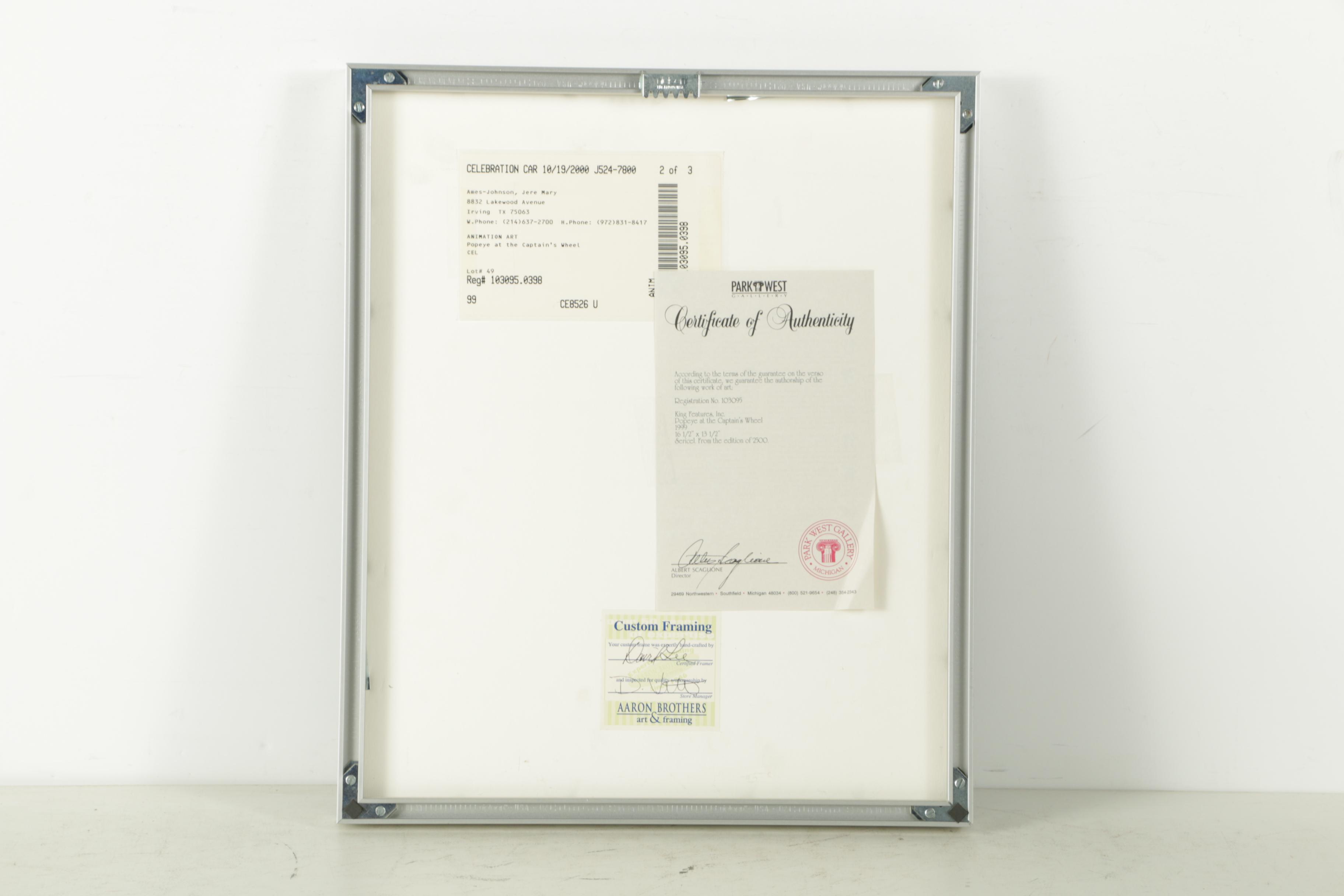 King Features, Inc. Limited Edition Sericel "Popeye at the Captain's Wheel"