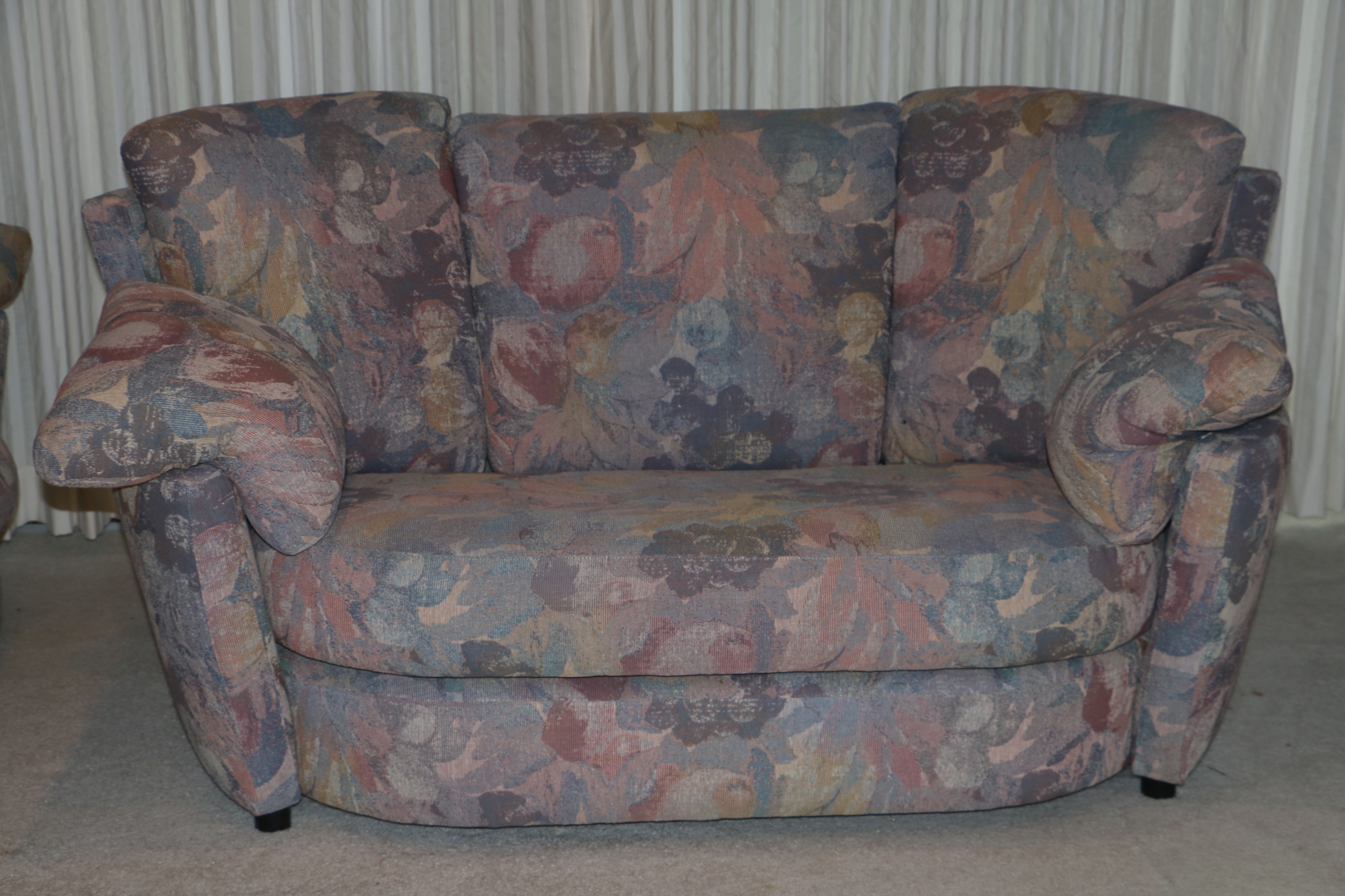 1980s Modern Floral Patterned Sofa and Loveseat by Josef Otmar