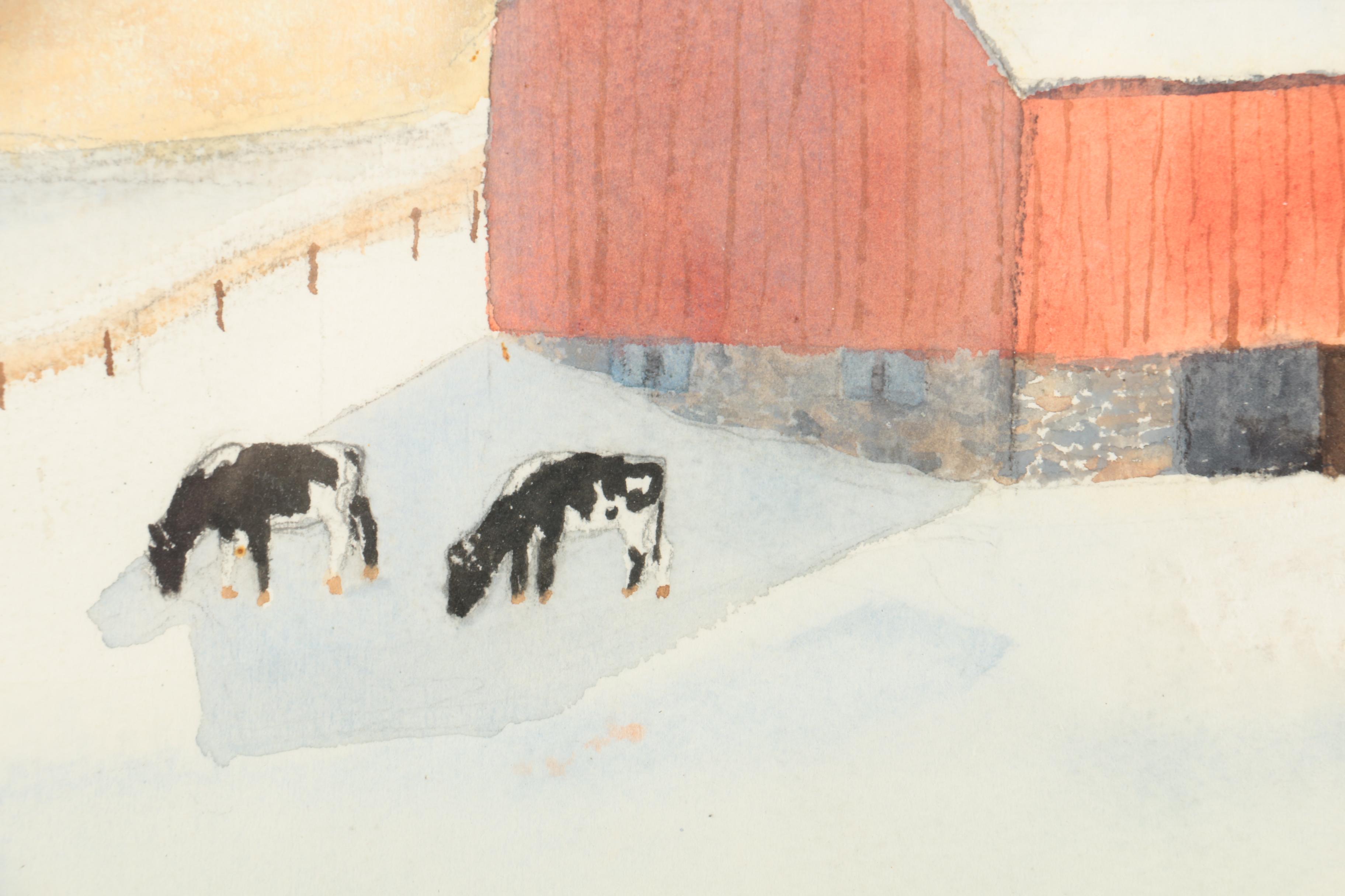 Melissa Hooke Watercolor Painting of Farm Scene