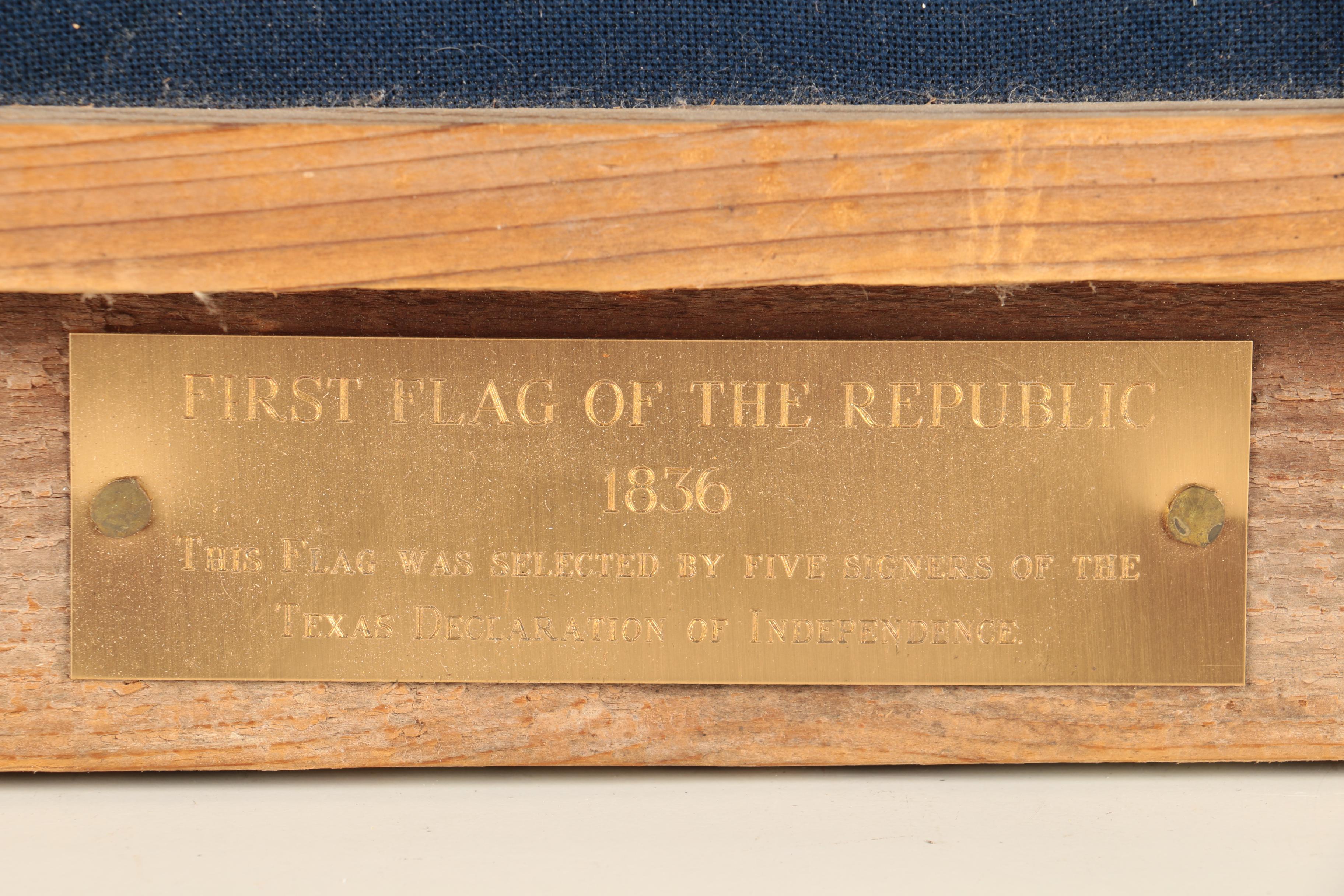 Vintage Sewn Cloth First Flag of The Republic of Texas In Wooden Frame