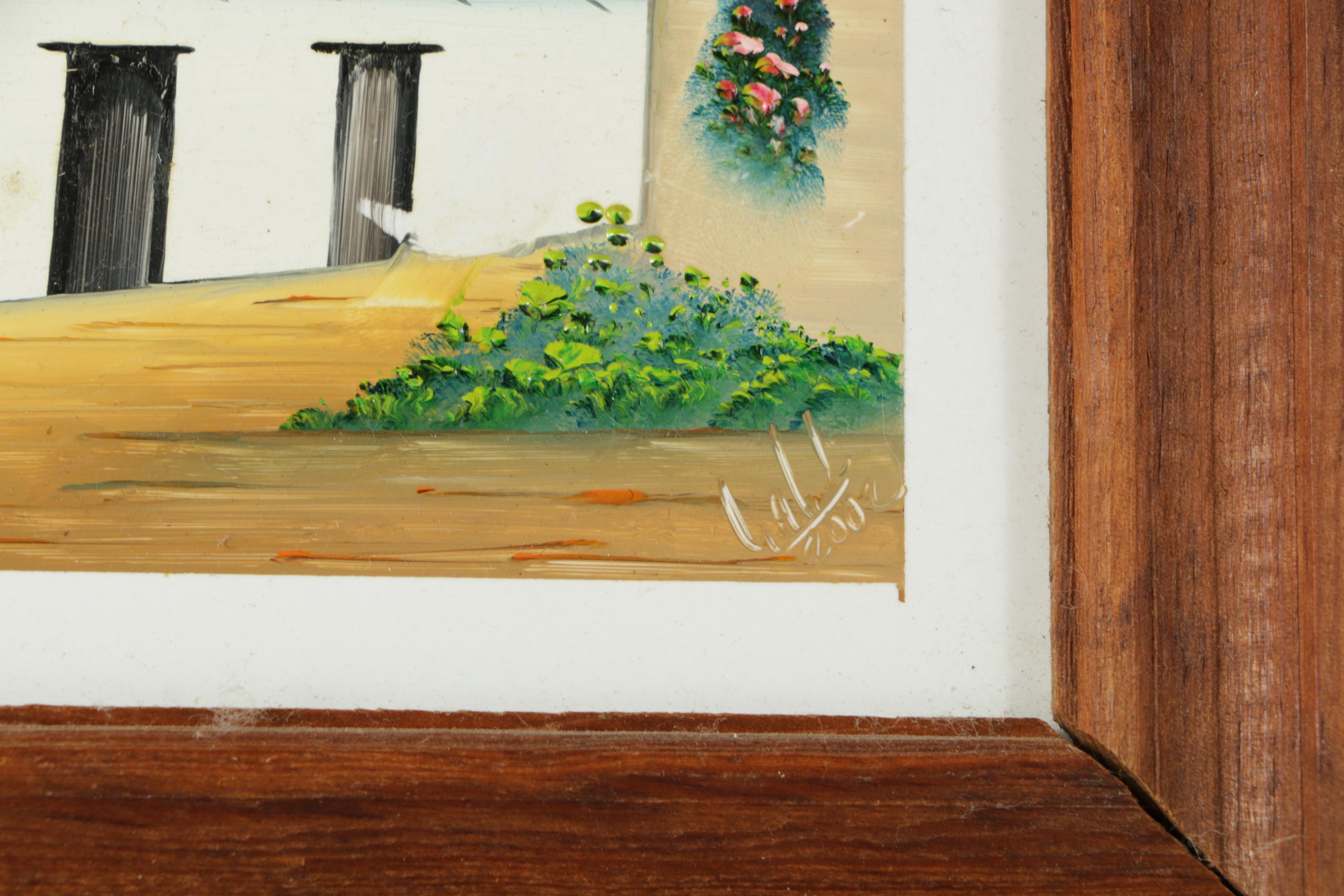 Acrylic Painting on Porcelain of a Beachfront Dwelling