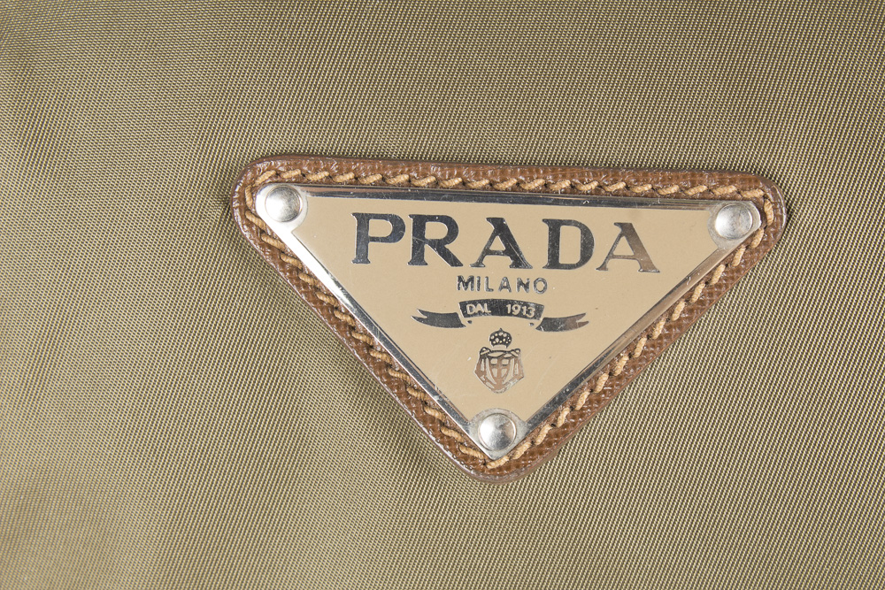 Prada Olive Green Weekender Bag with Leather Accents
