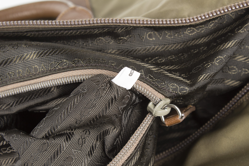 Prada Olive Green Weekender Bag with Leather Accents