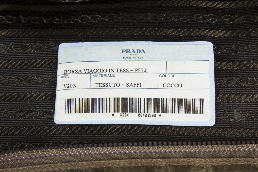 Prada Olive Green Weekender Bag with Leather Accents