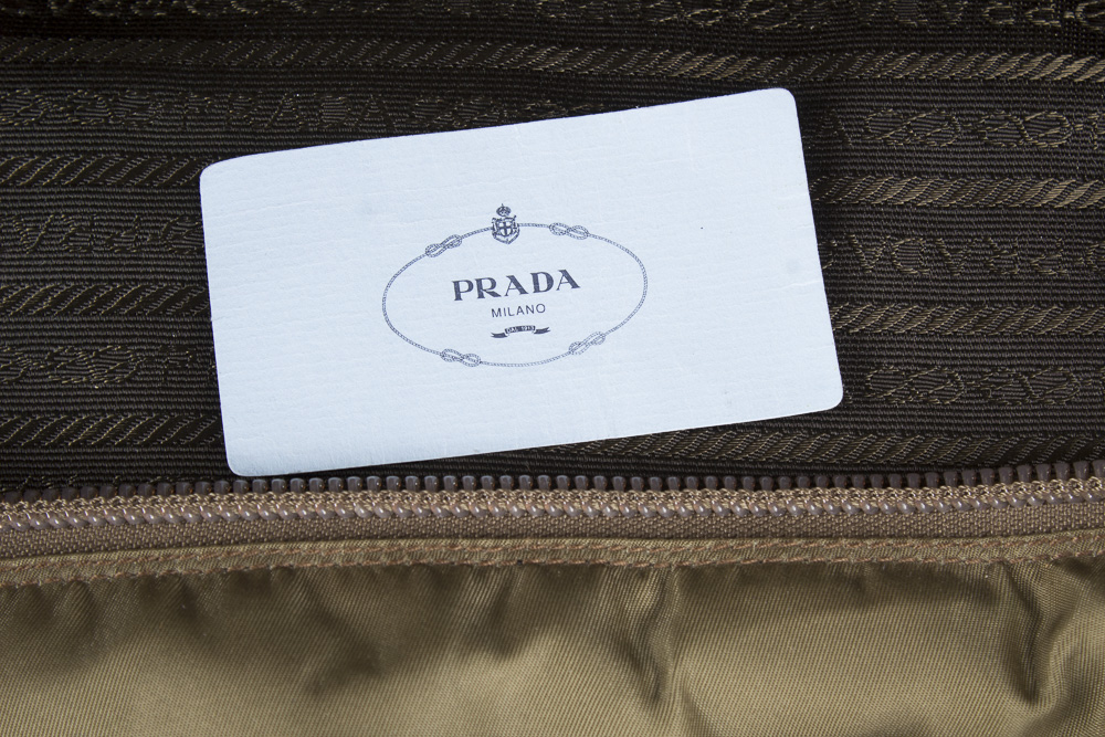 Prada Olive Green Weekender Bag with Leather Accents