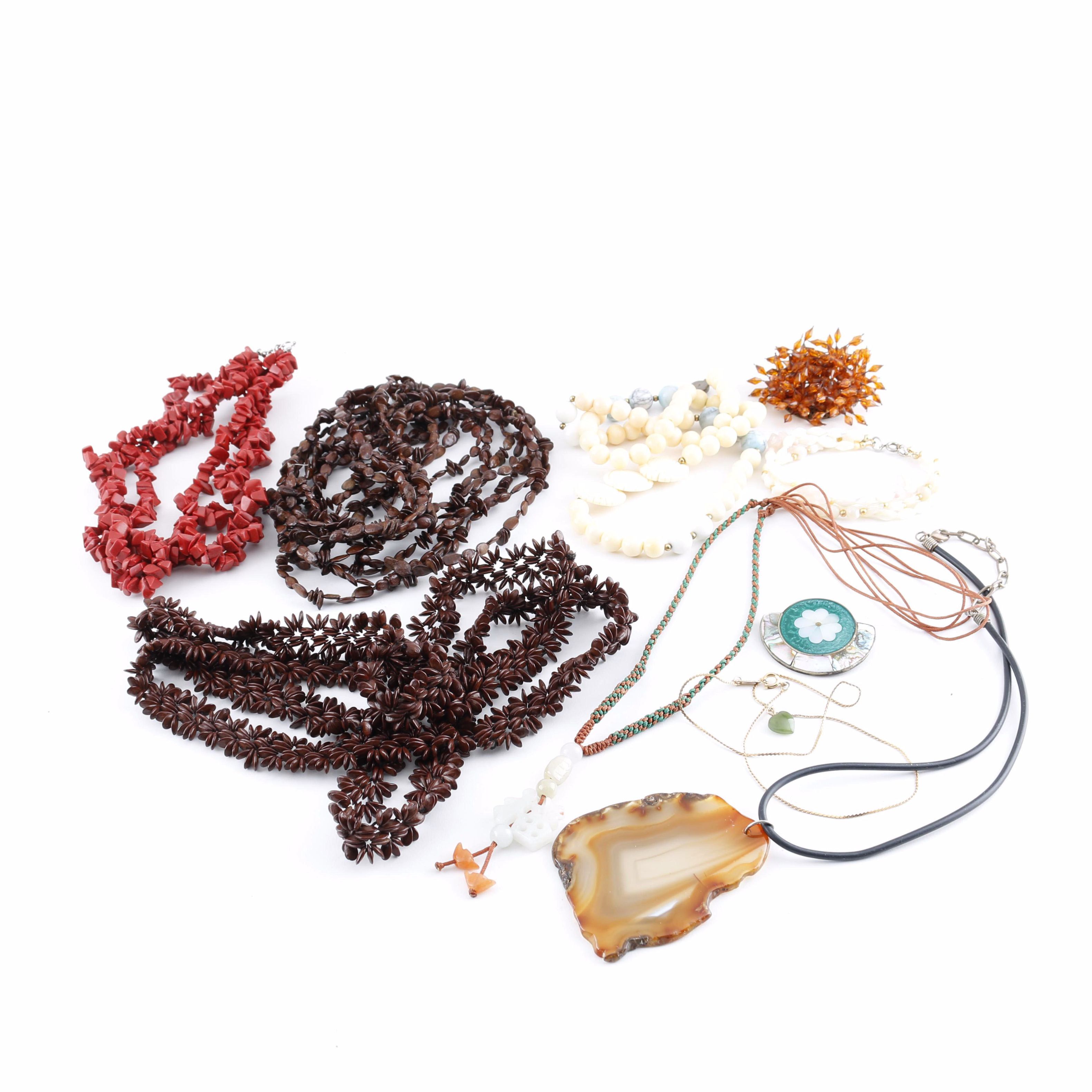 Collection of Vintage Costume Jewelry Including Gemstones and Sterling Silver