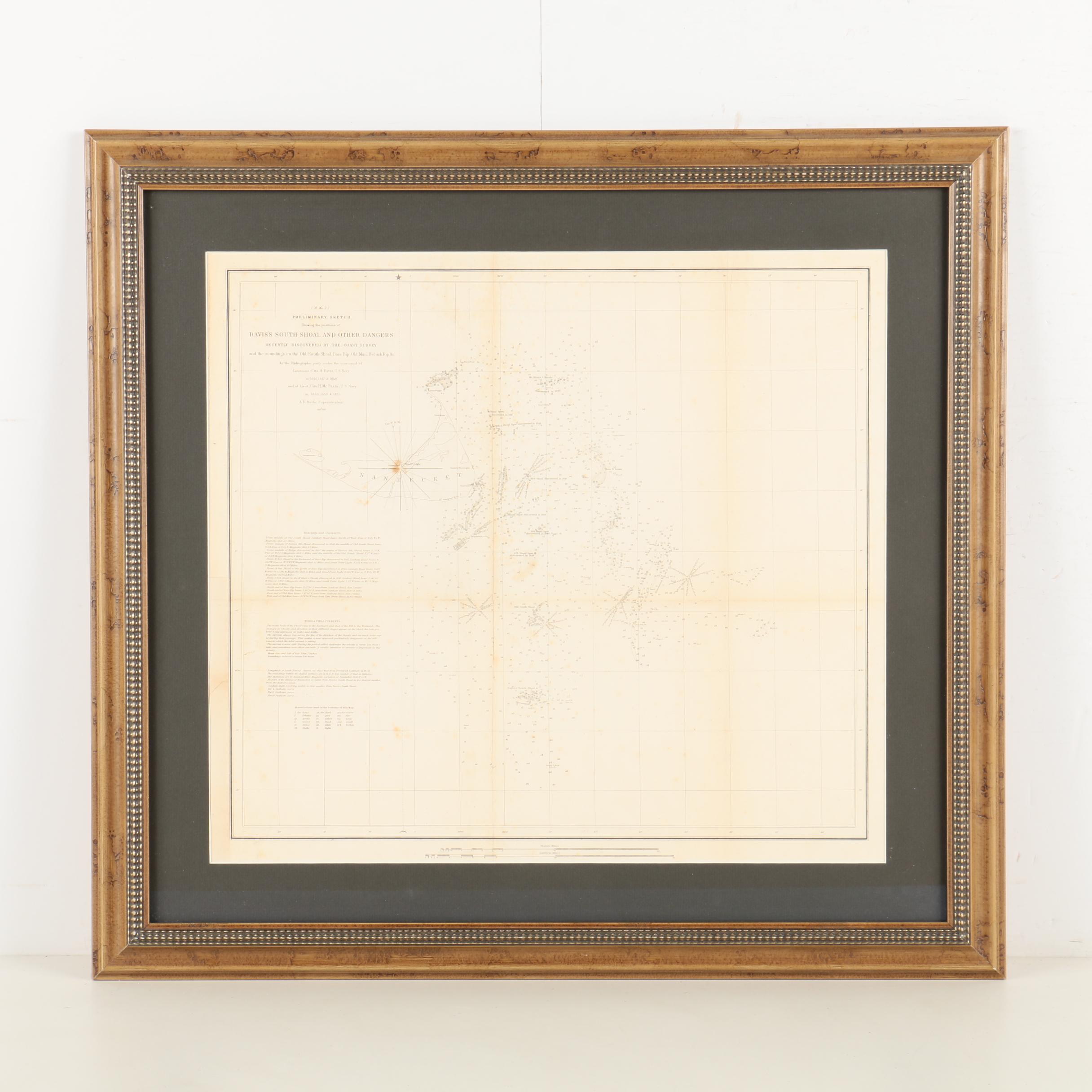 Reproduction Print of Coastal Survey "Davis's South Shoal and Other Dangers"