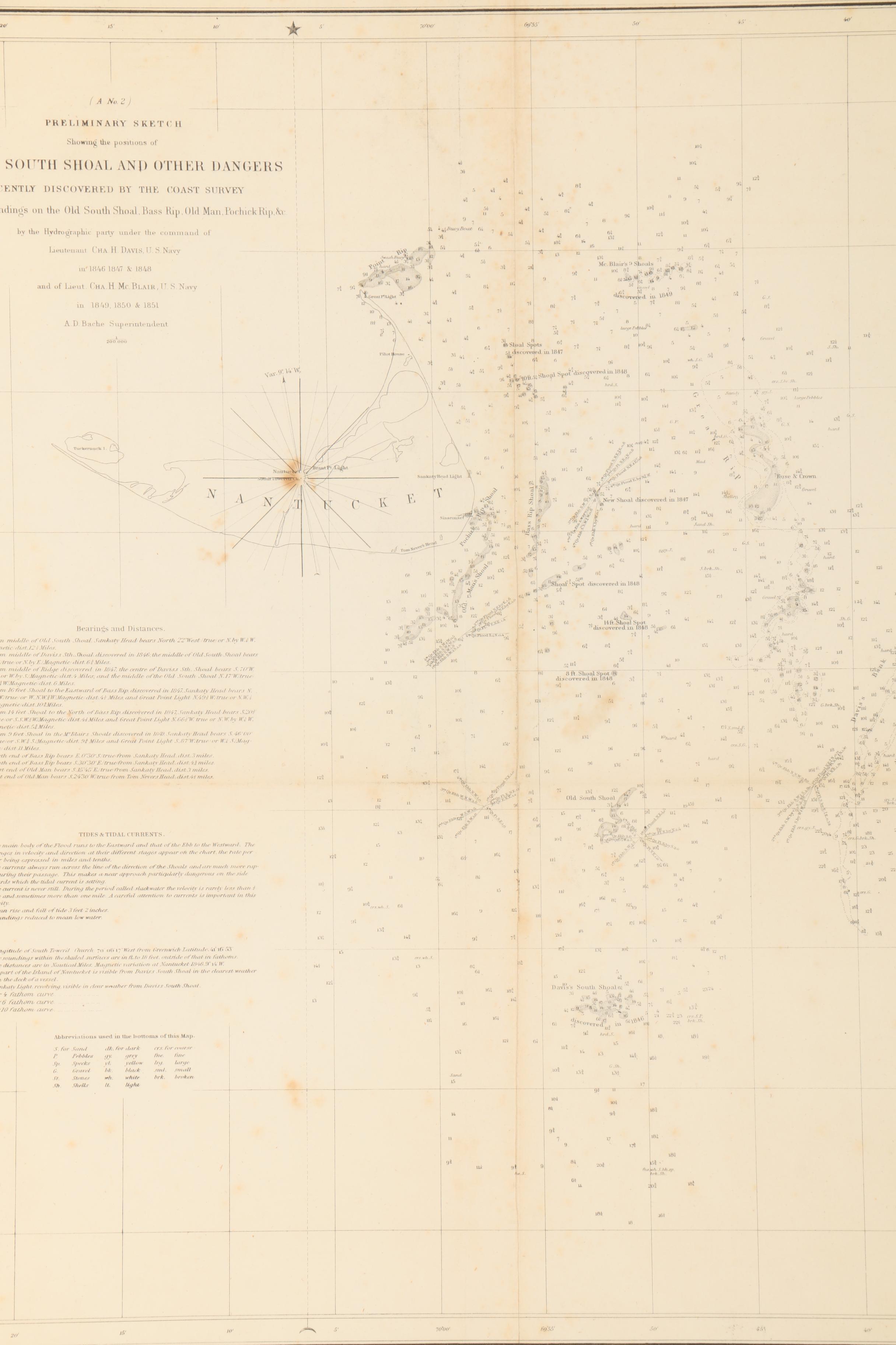 Reproduction Print of Coastal Survey "Davis's South Shoal and Other Dangers"