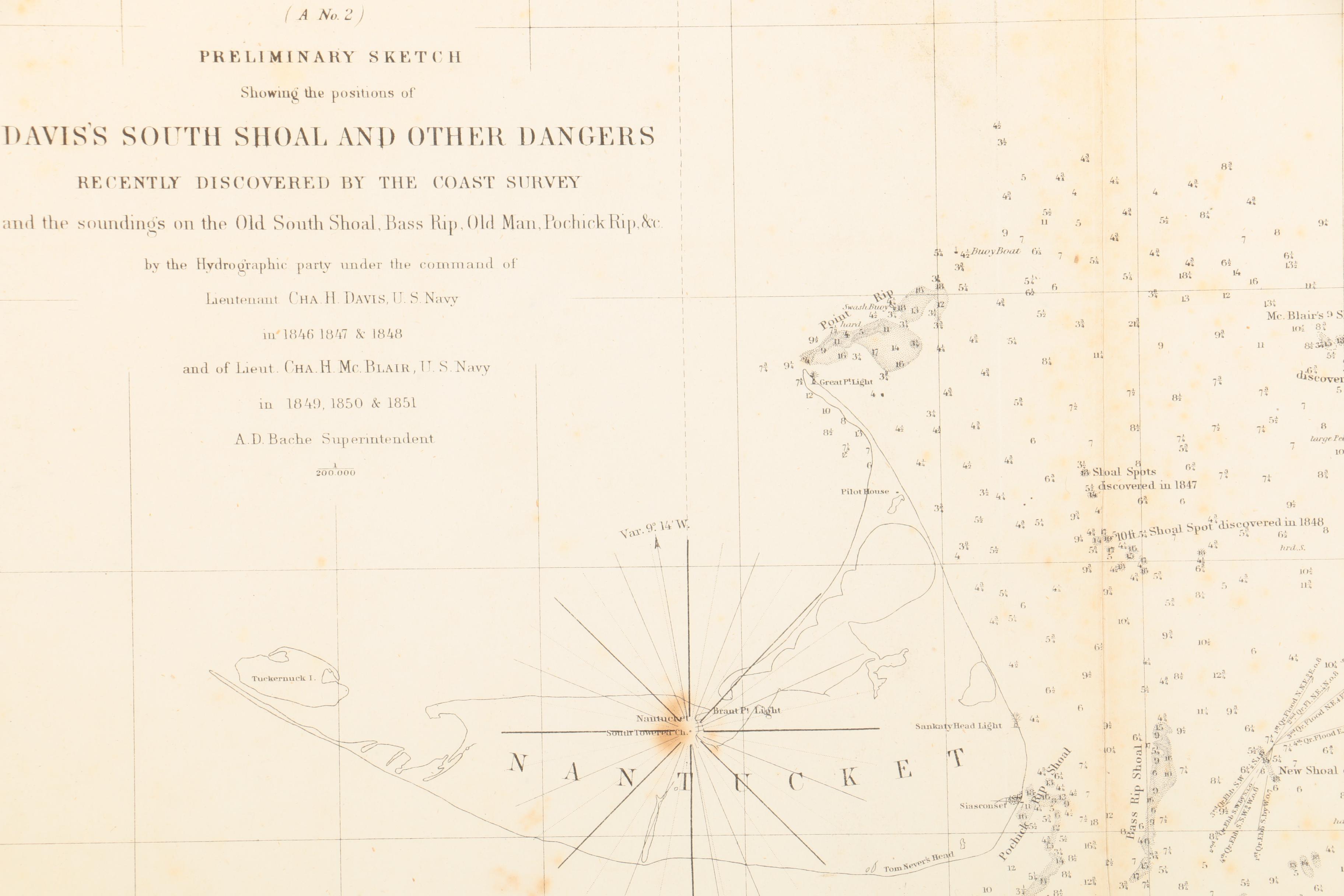 Reproduction Print of Coastal Survey "Davis's South Shoal and Other Dangers"