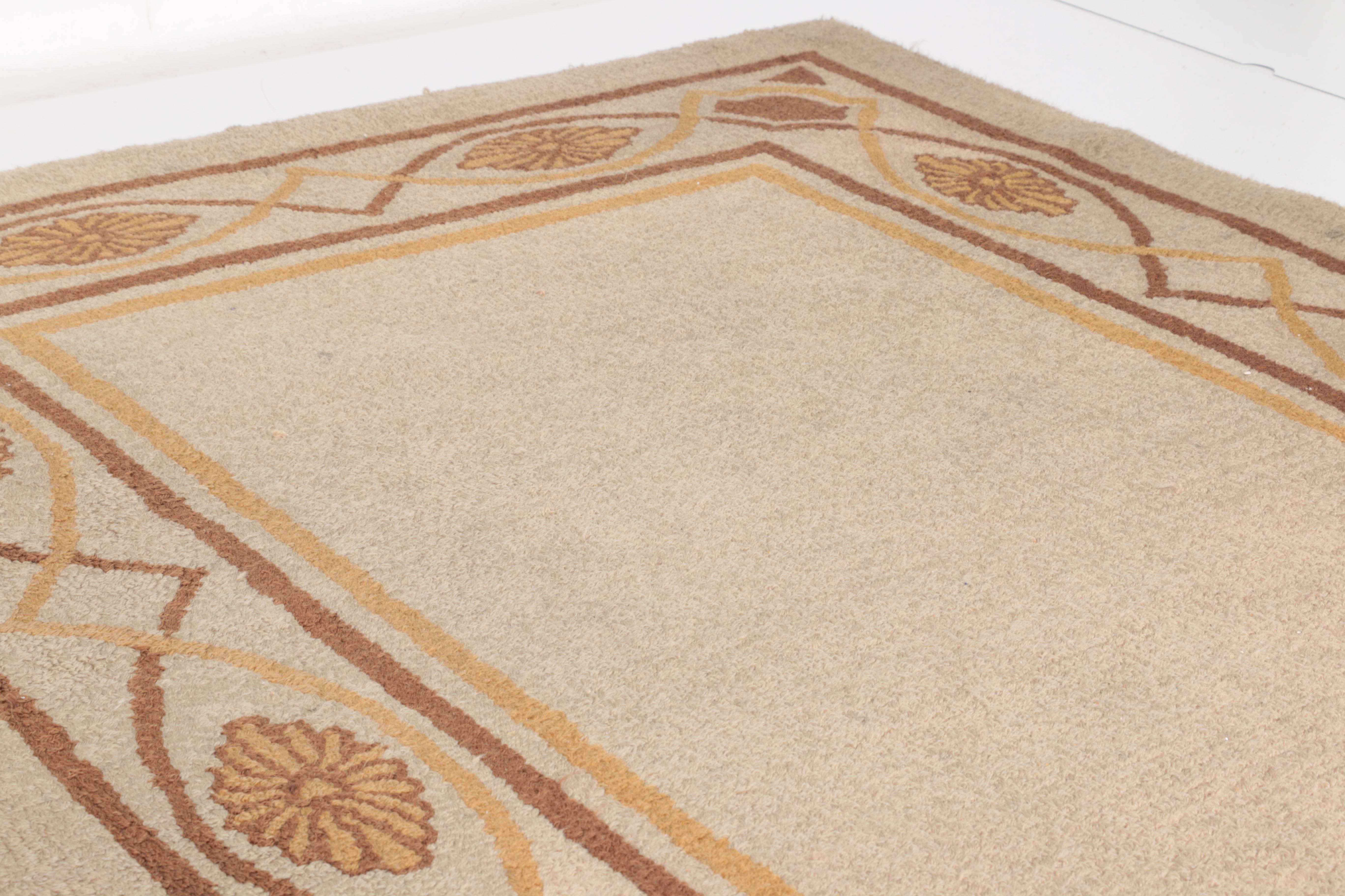 Hooked Floral Border Area Rug