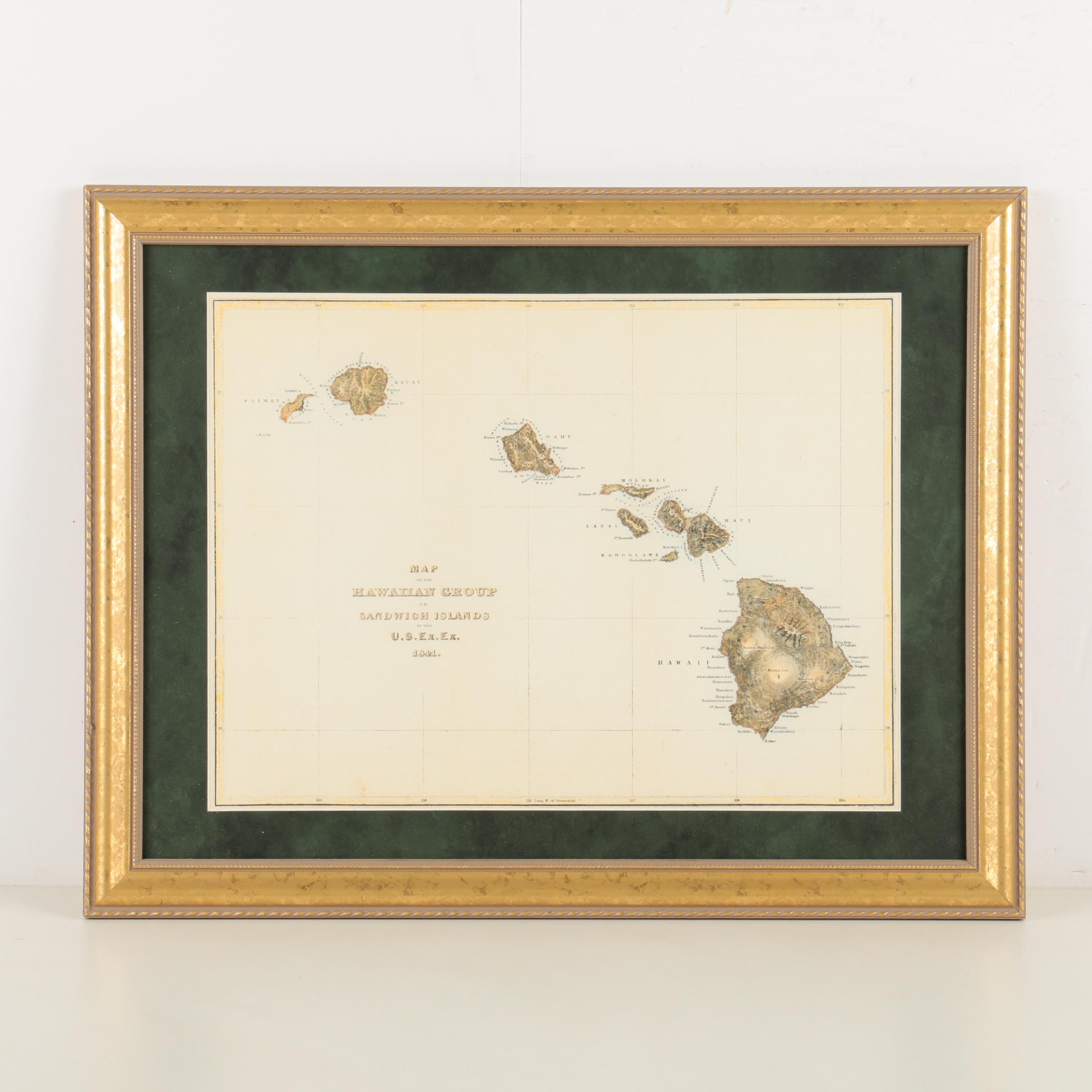 Digital Reproduction Print "Map of the Hawaiian Group or Sandwich Islands"
