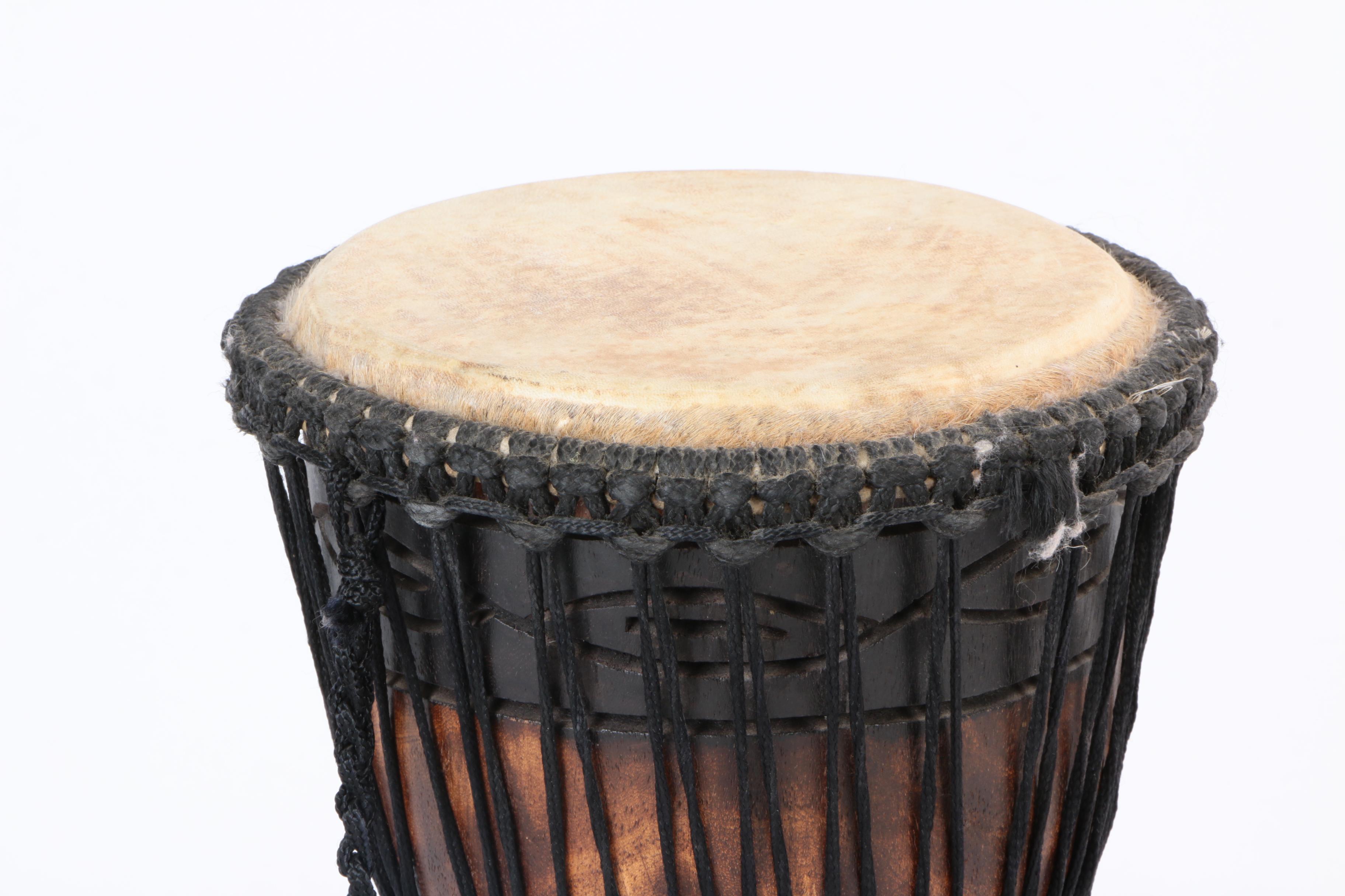 African Carved Wood Djembe