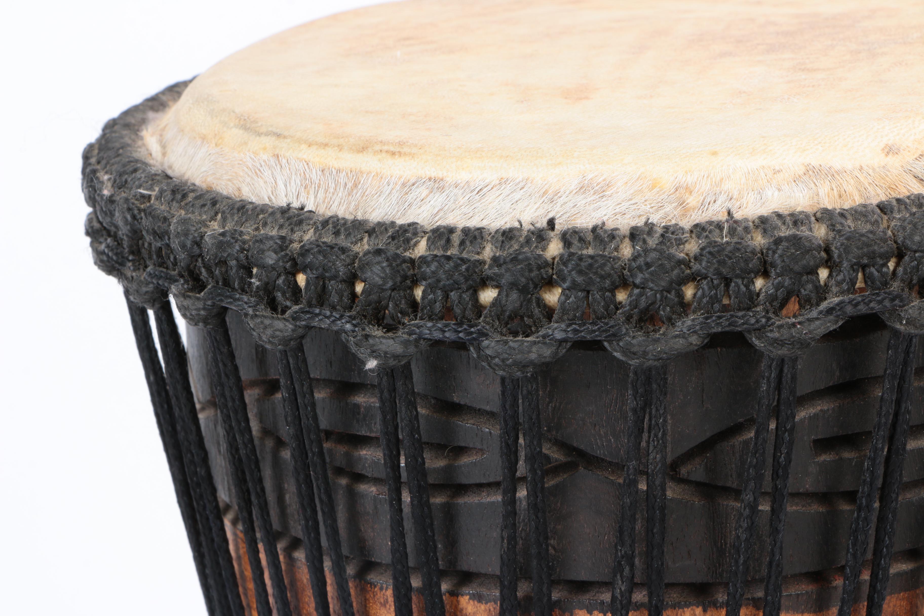 African Carved Wood Djembe