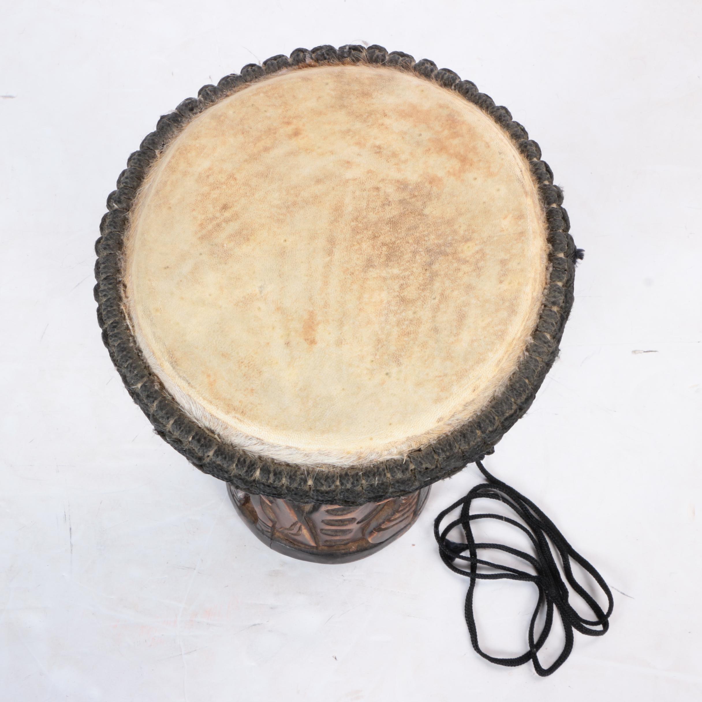 African Carved Wood Djembe
