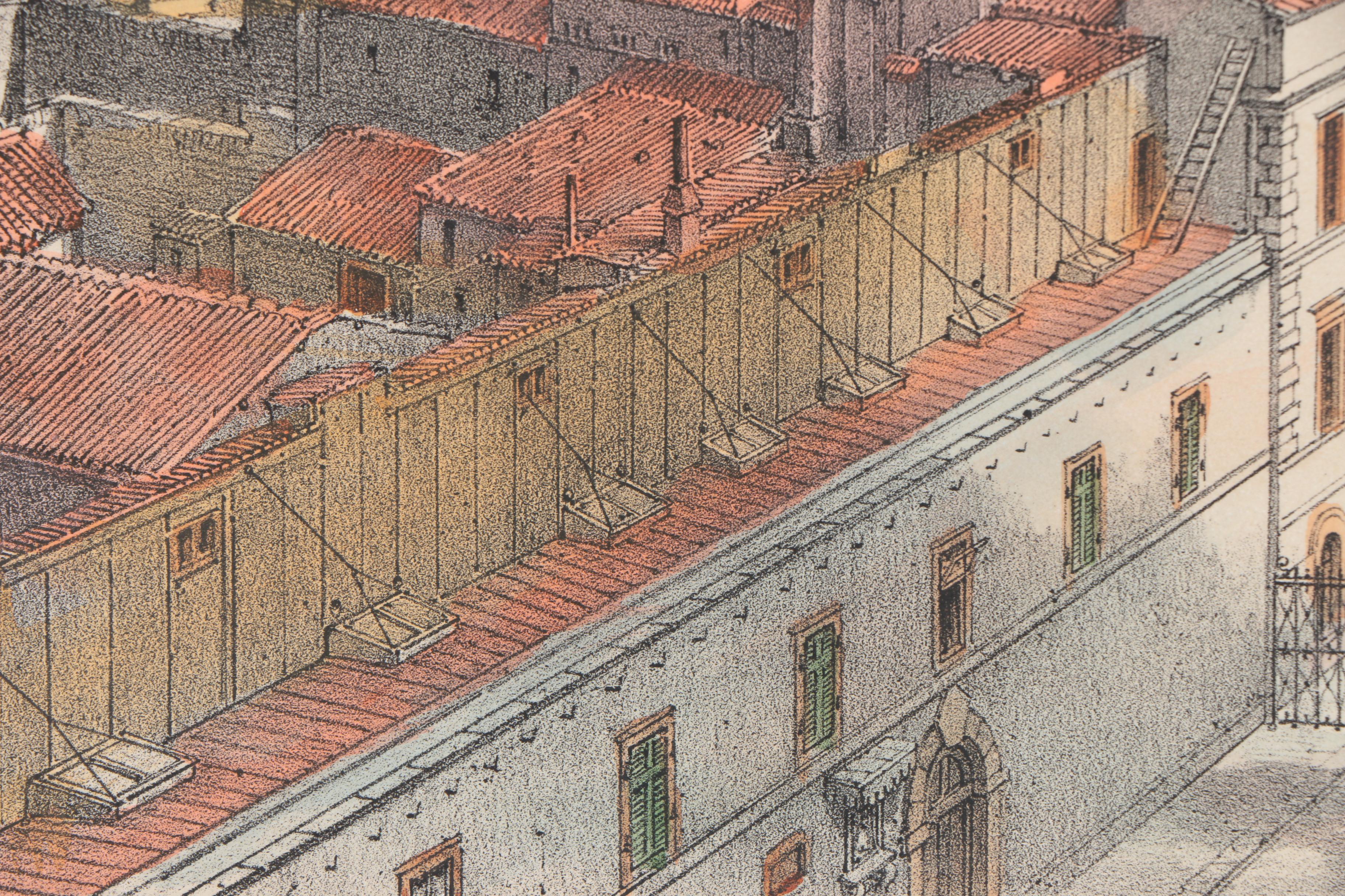 Hand Colored Lithograph on Paper "Rome-Vue Prise Du Mont Janicule"