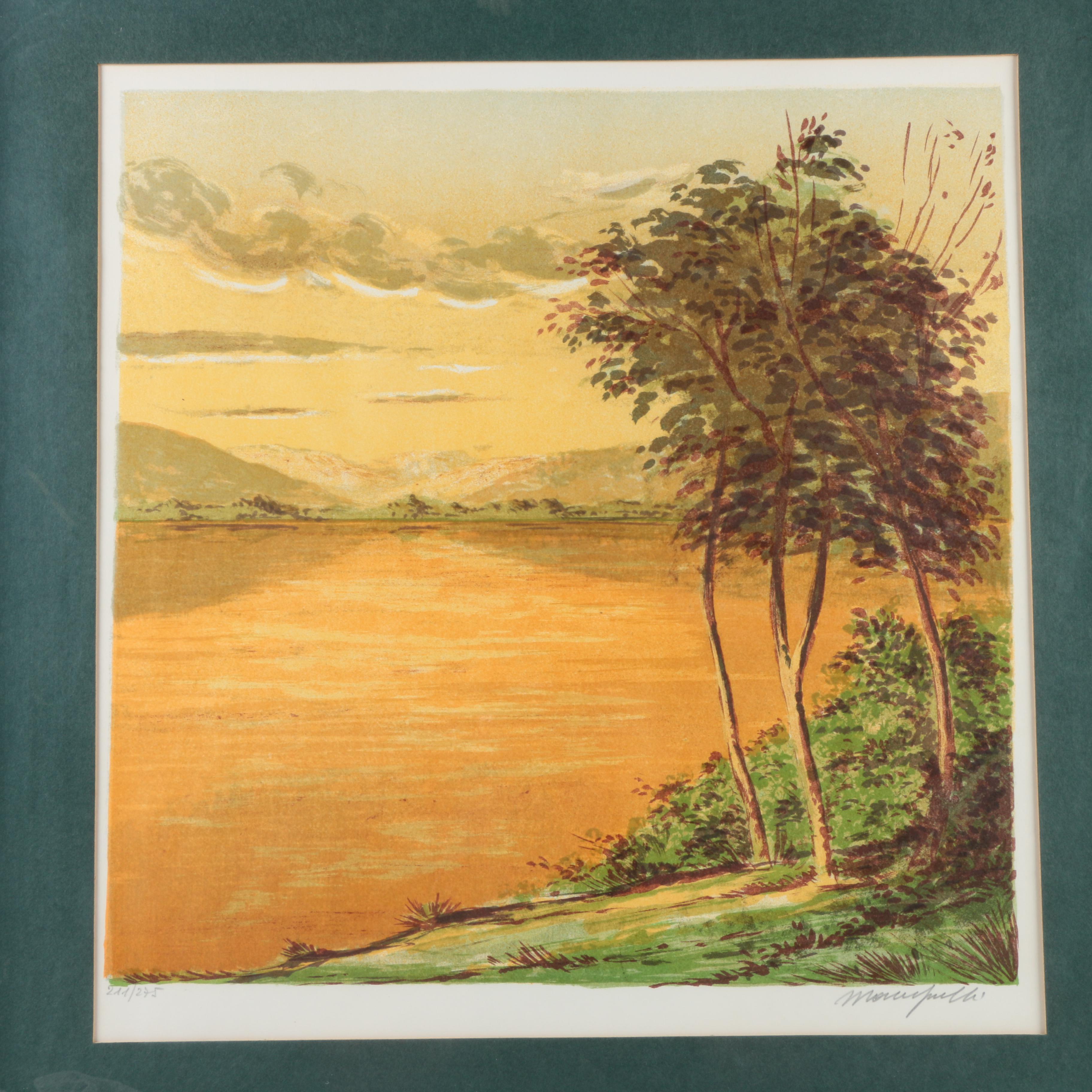 Mario Sportelli Limited Edition Lithograph of a Lake