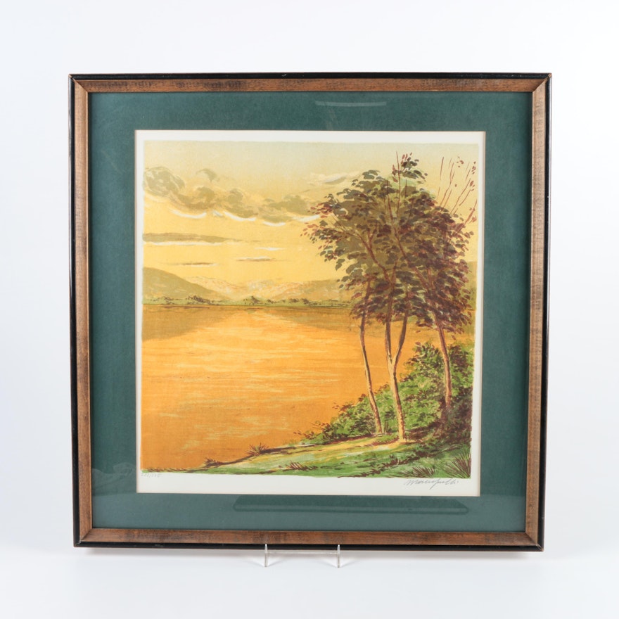 Mario Sportelli Limited Edition Lithograph of a Lake