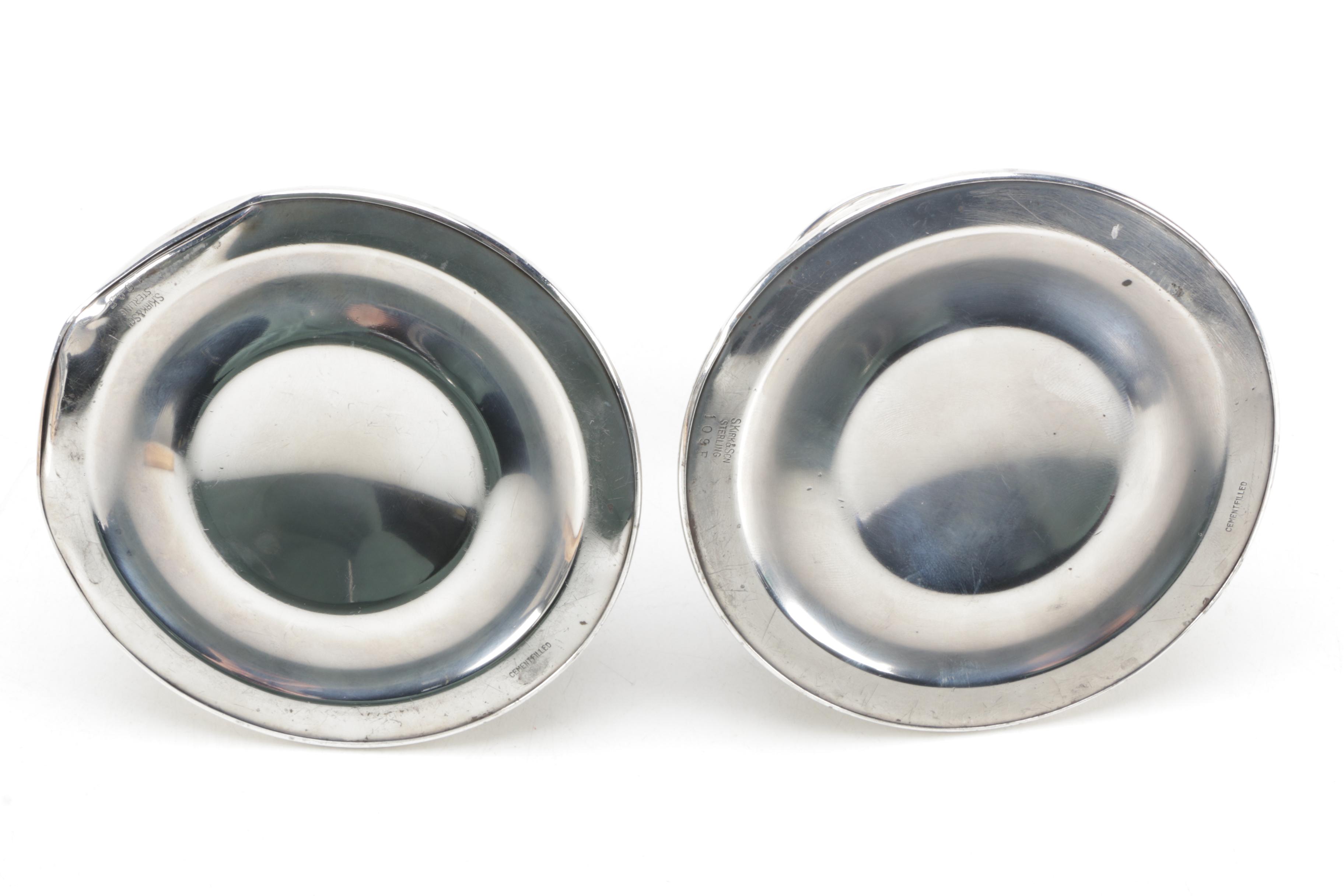 S. Kirk & Son "Repousse-Half Chased" Weighted Sterling Candleholders