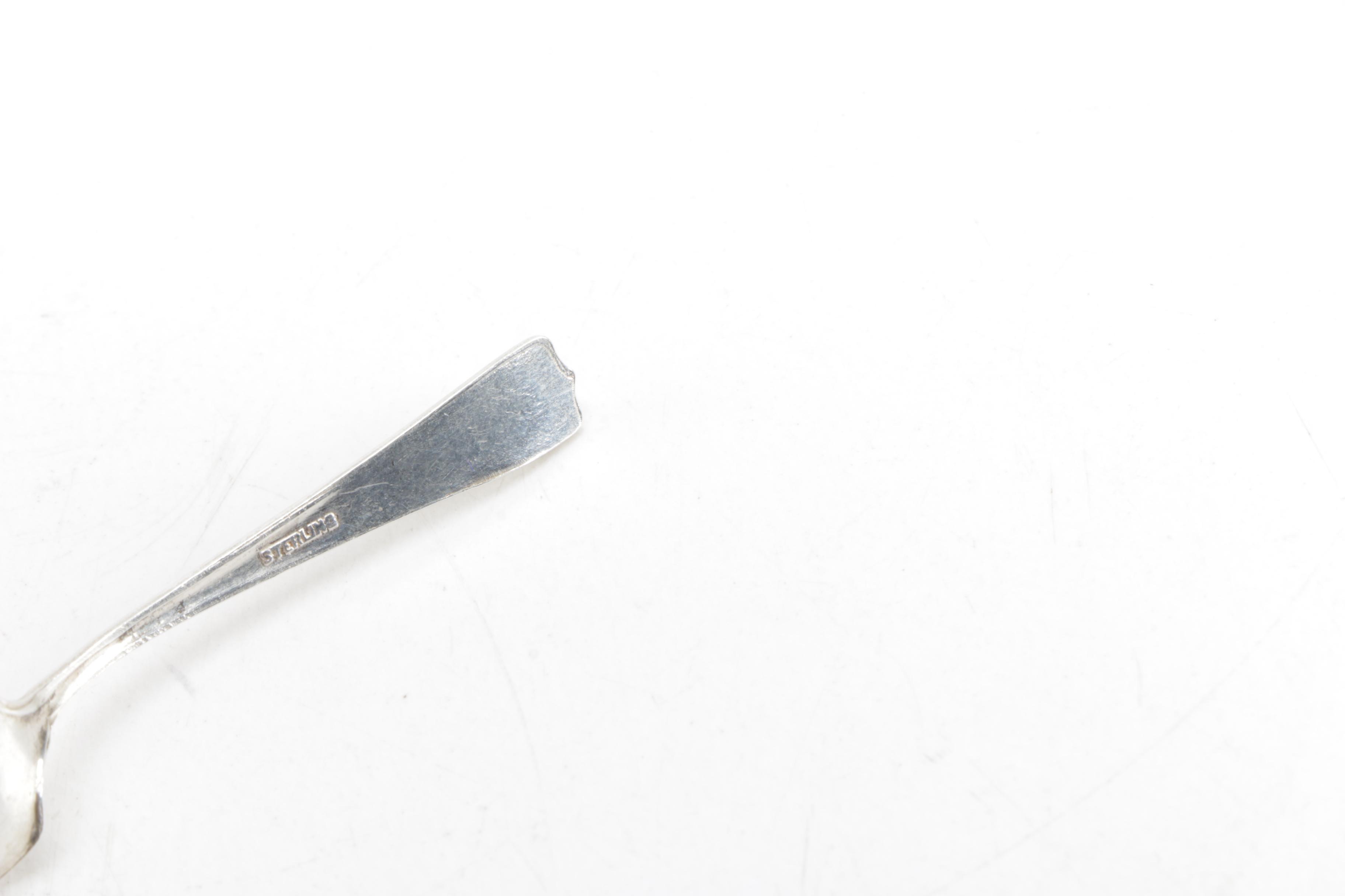 800 Silver Salt Cellar with Cobalt Blue Glass Bowls and Sterling Salt Spoons