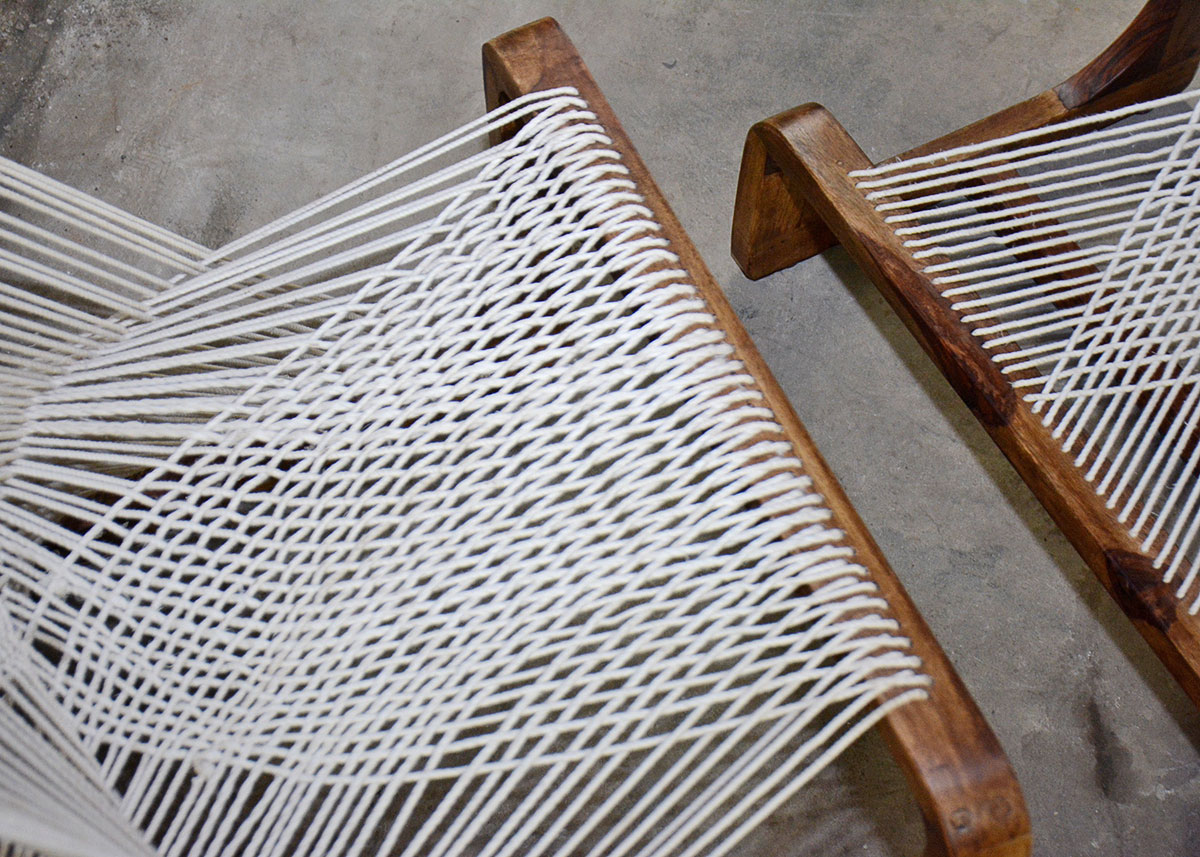 Danish Modern Style String Chair with Footrest