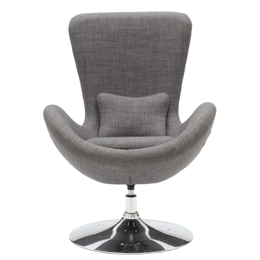 Gray Wool Swivel Chair