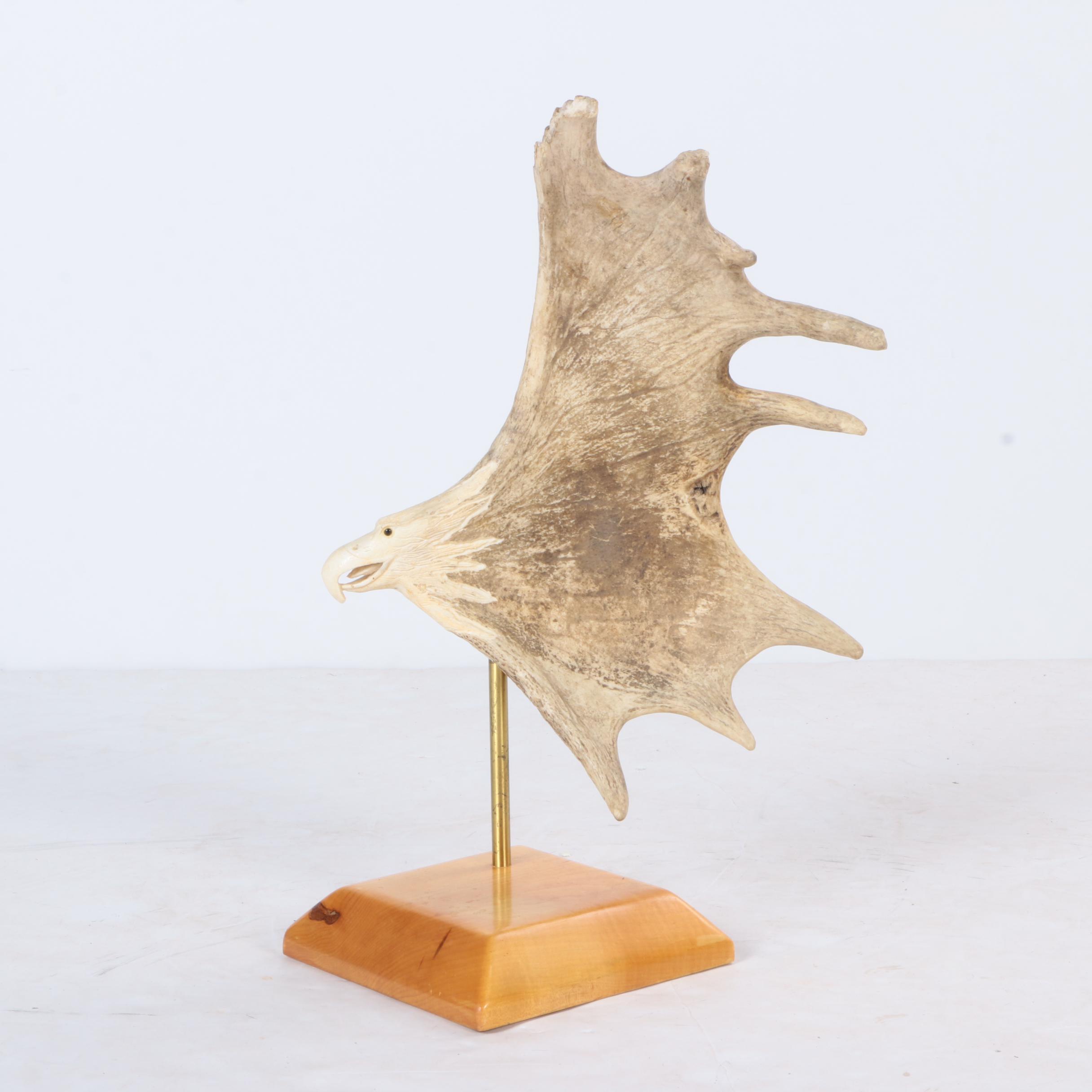 Moose Antler Eagle Carving