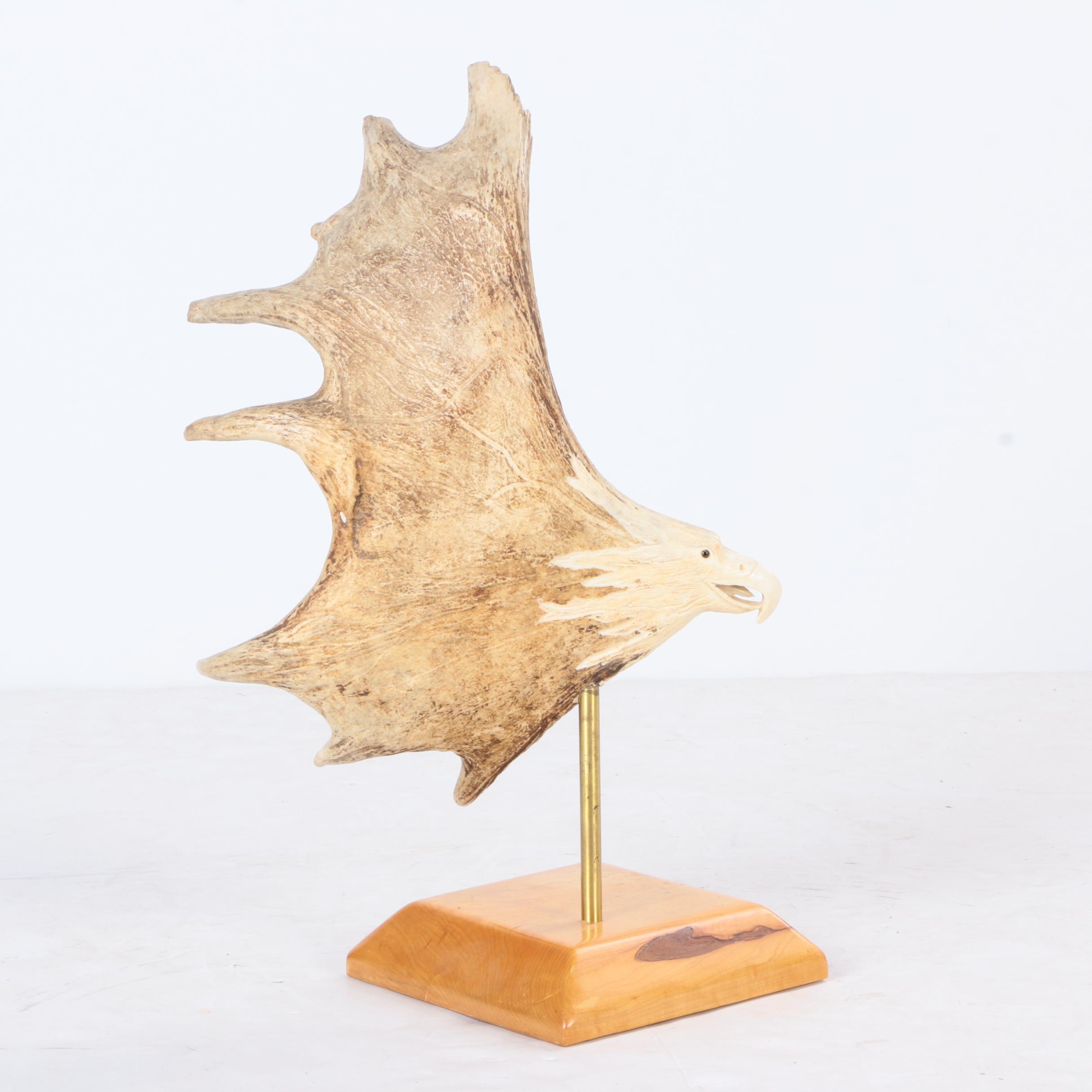 Moose Antler Eagle Carving