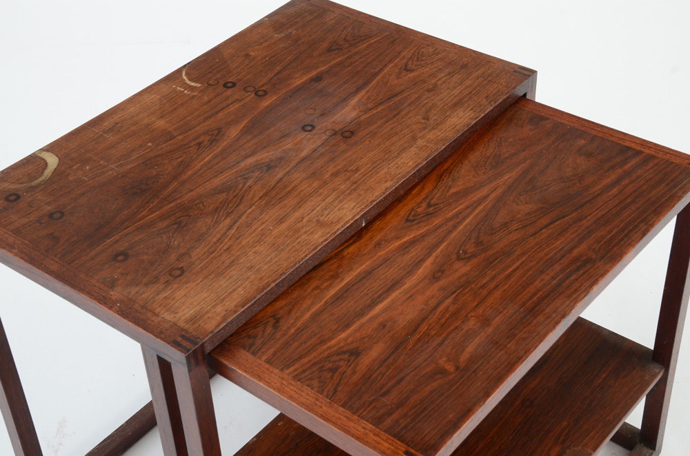 Danish Modern Rosewood Veneer Nesting Tables By Illums Bolighus