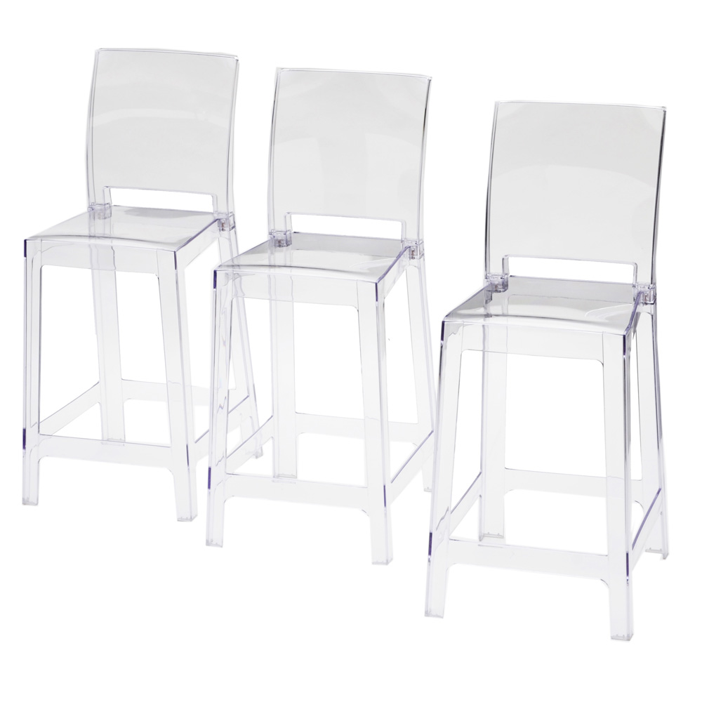 Set of Zuo Modern "Ghost" Transparent Counter Stools