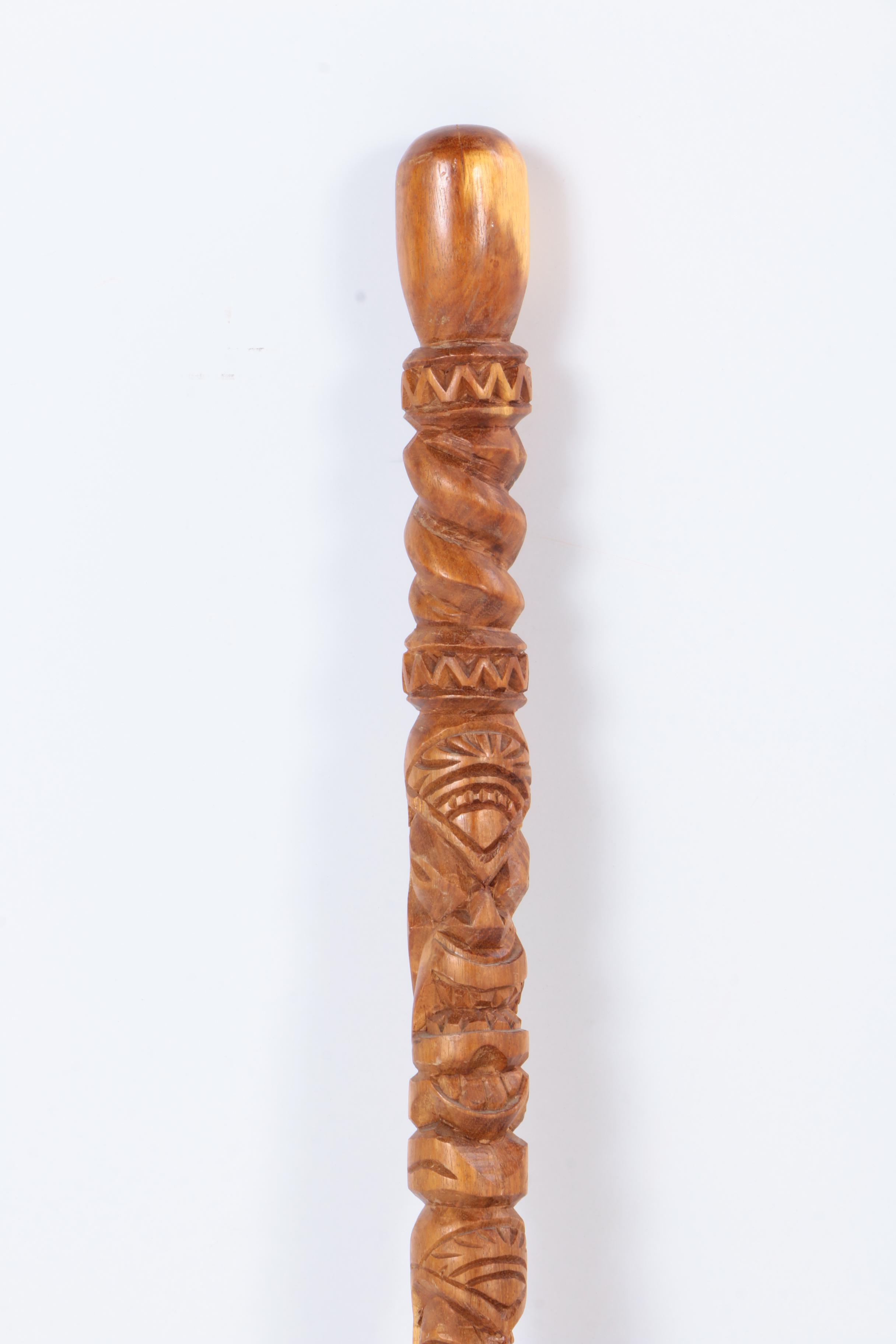 J.M.A. J. Carved Polynesian-Style Wooden Staff
