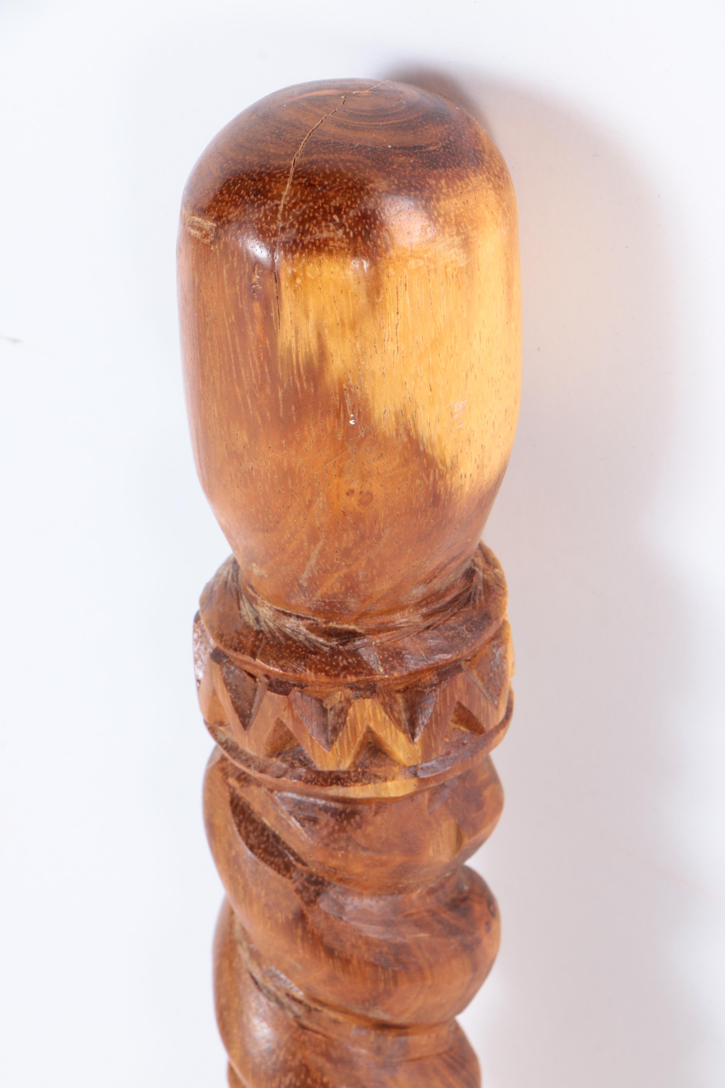 J.M.A. J. Carved Polynesian-Style Wooden Staff