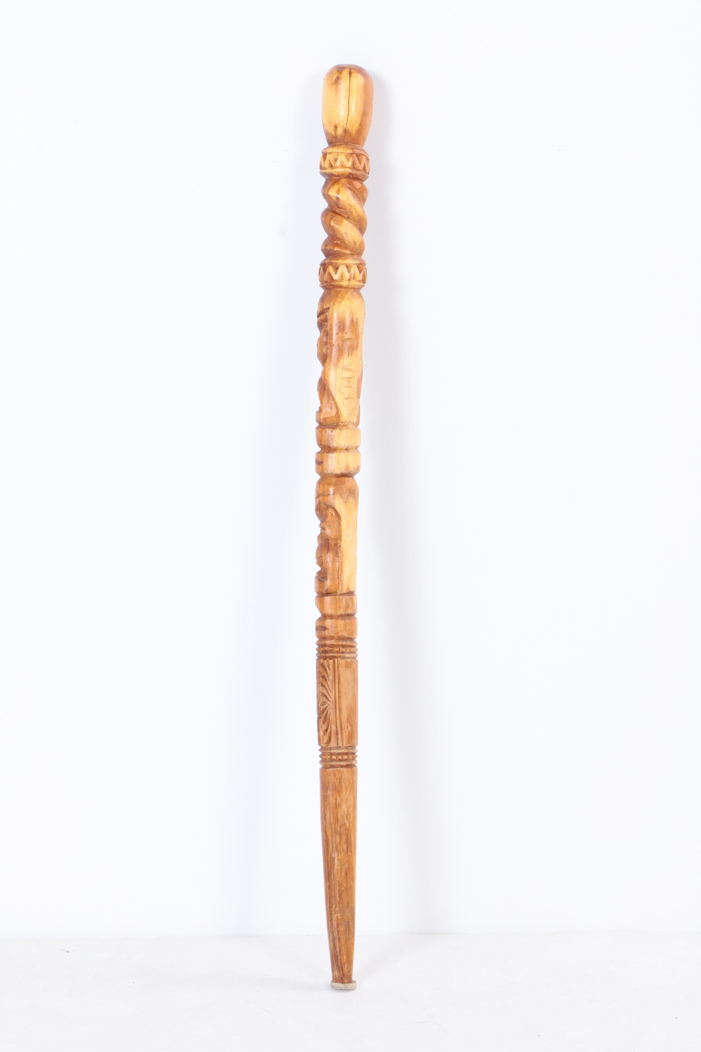 J.M.A. J. Carved Polynesian-Style Wooden Staff
