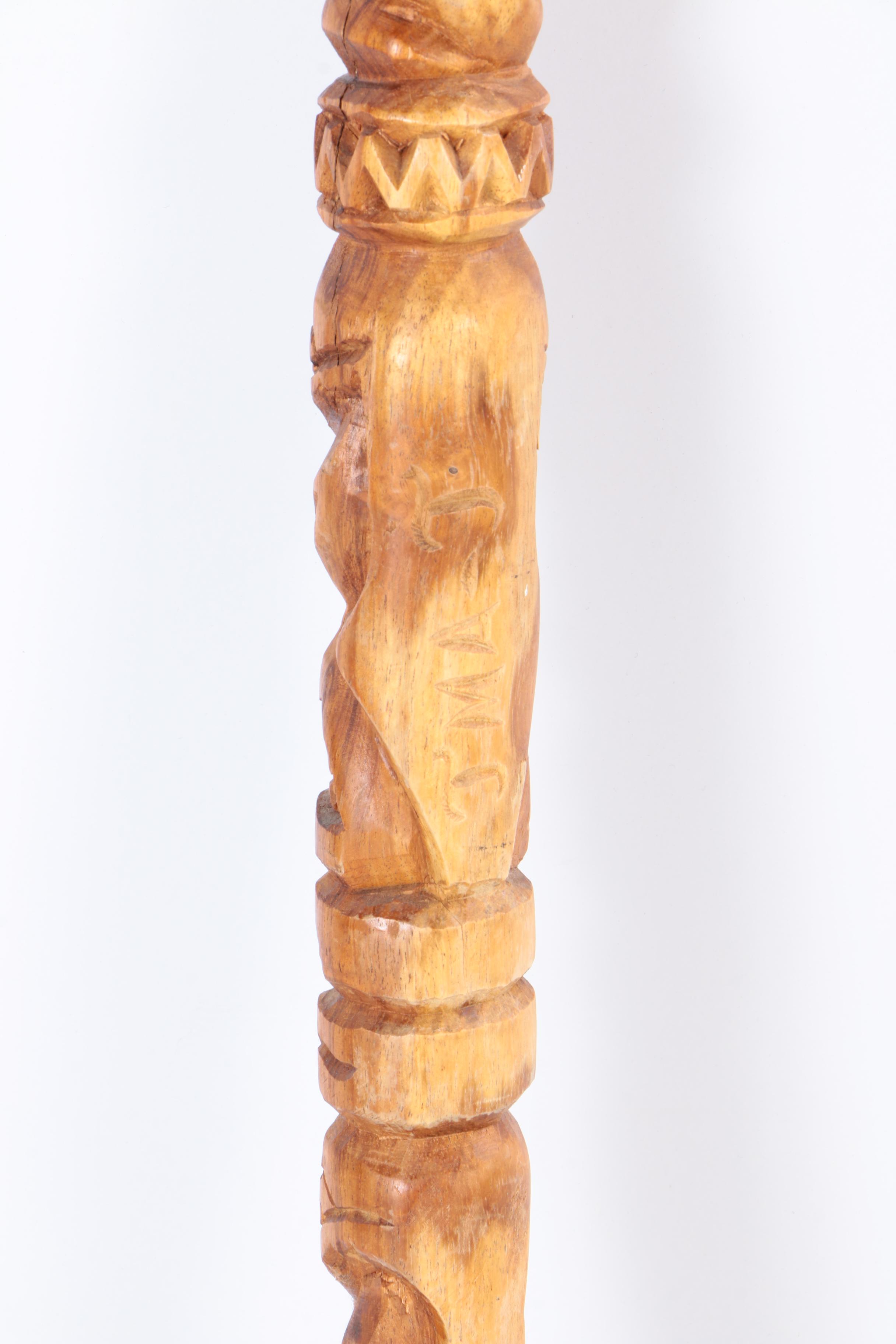 J.M.A. J. Carved Polynesian-Style Wooden Staff