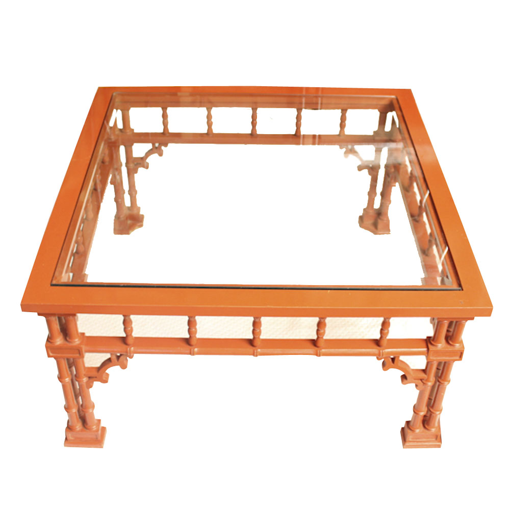 Glass Top Bamboo Style Coffee Table