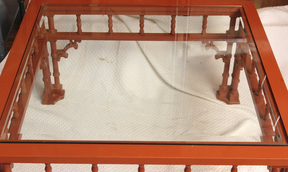 Glass Top Bamboo Style Coffee Table