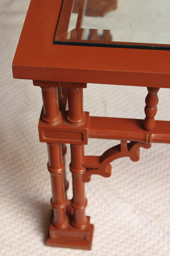 Glass Top Bamboo Style Coffee Table