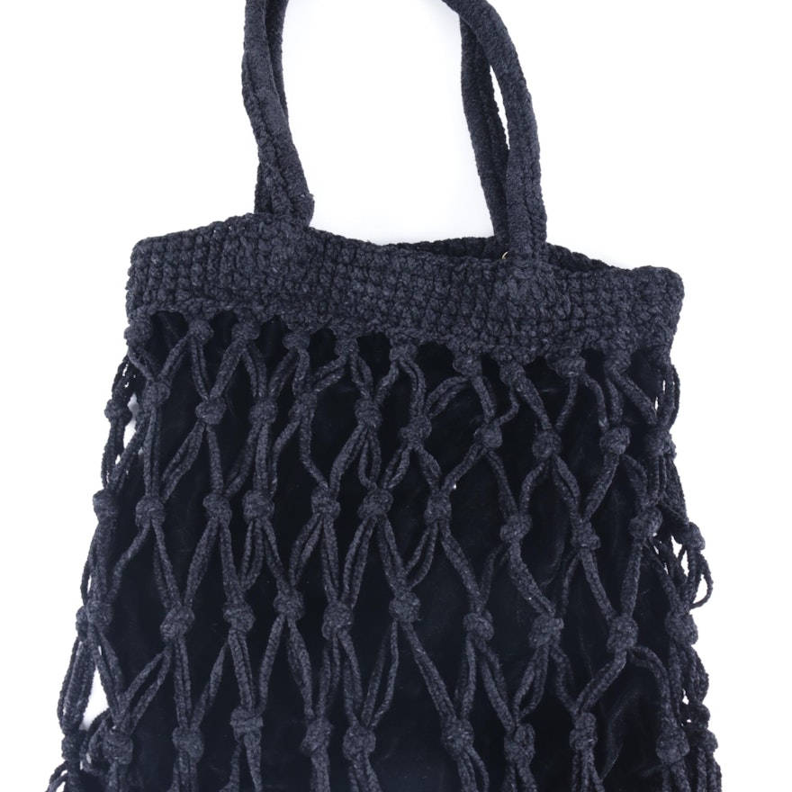 Carrie Forbes Black Macramé Handbag