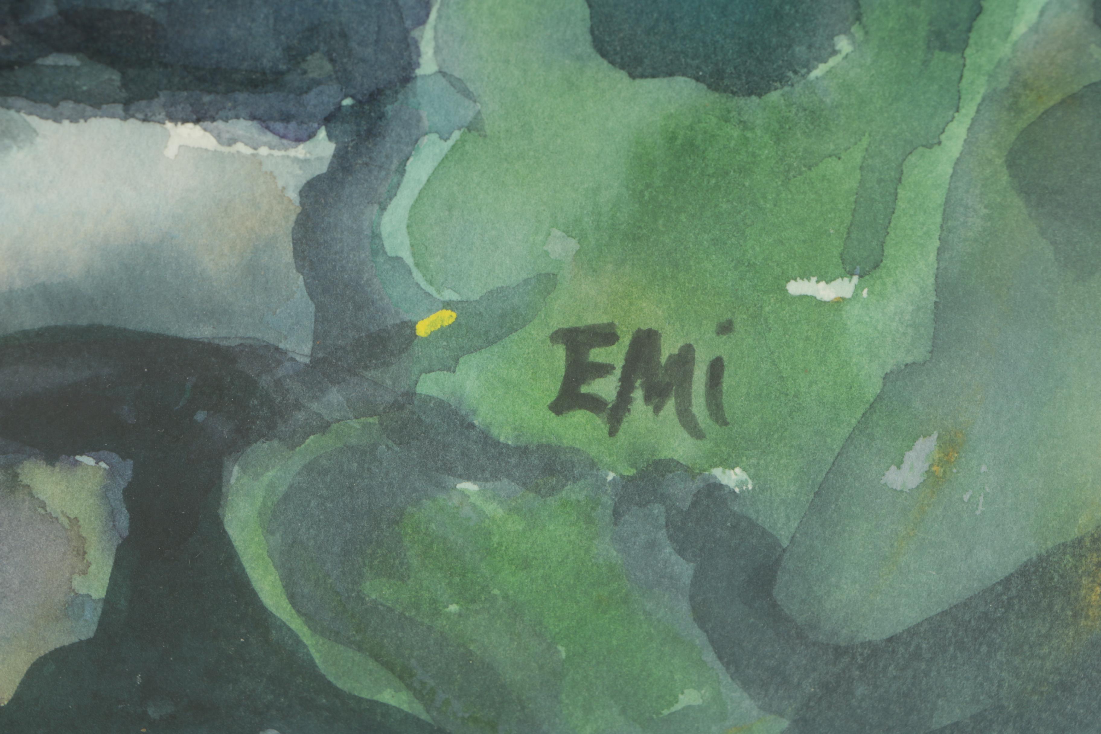 Emi Watercolor and Gouache Painting on Paper of Tropical Bird
