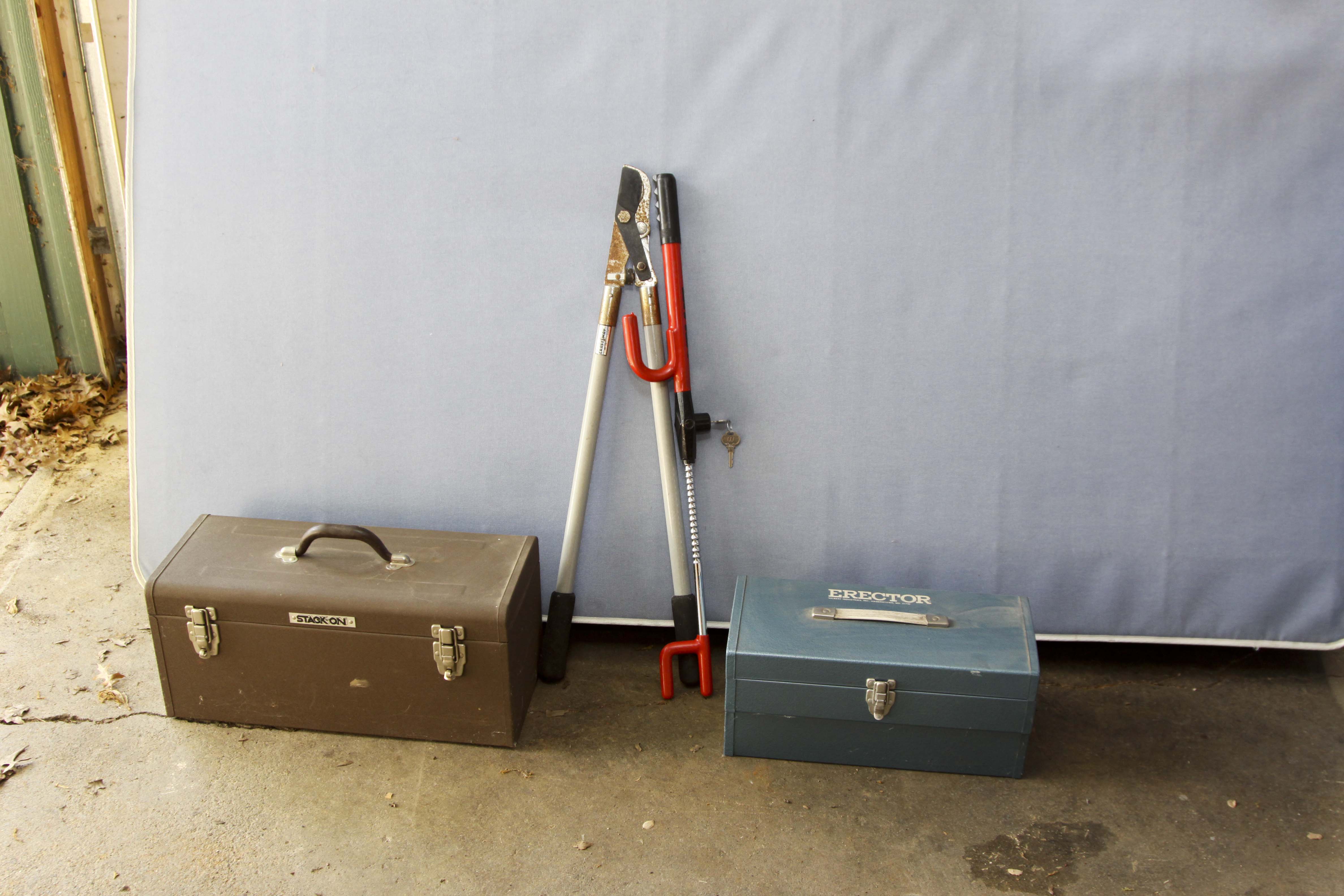 Vintage Tool Box, Tools and Erector Set