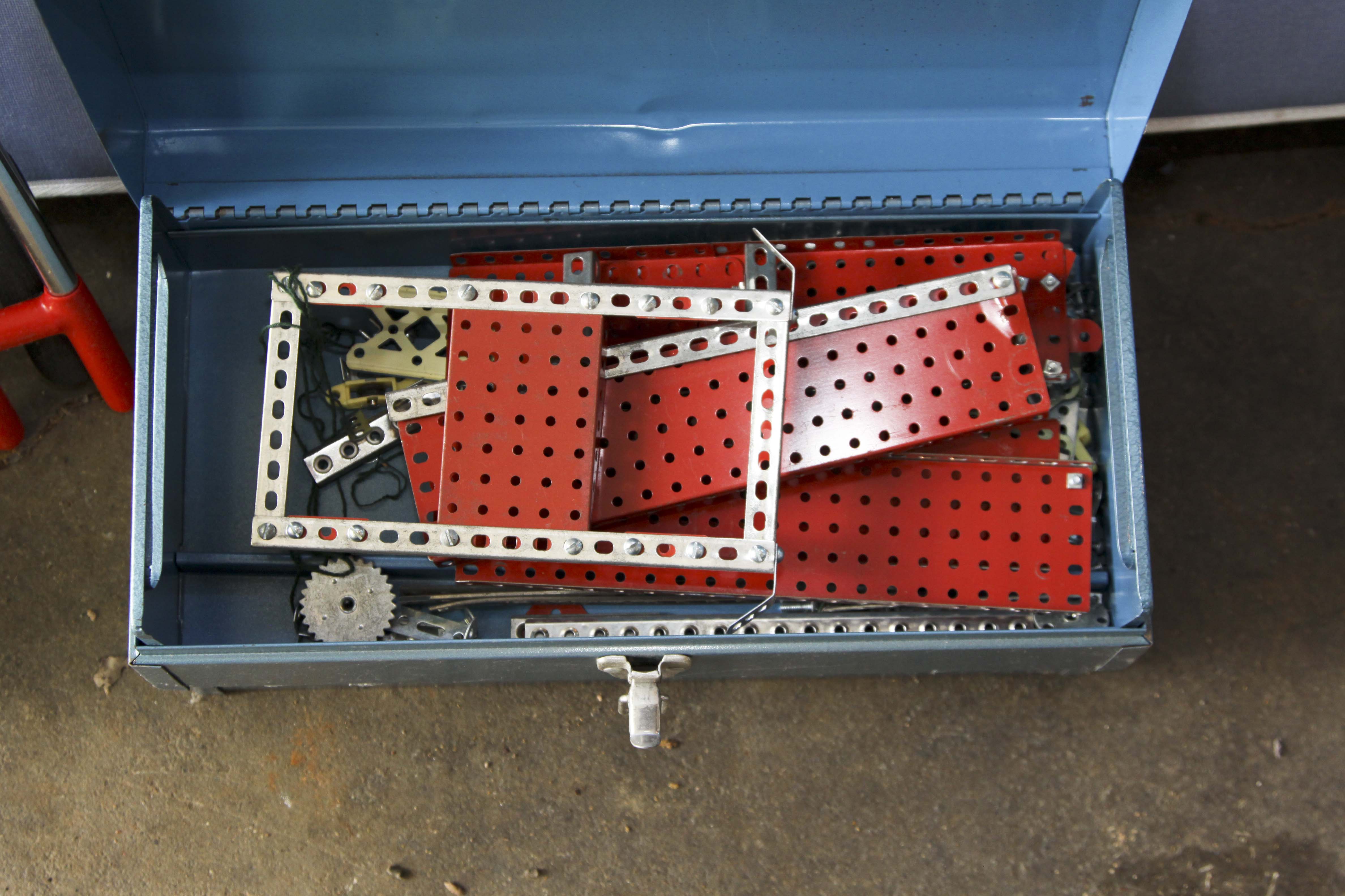 Vintage Tool Box, Tools and Erector Set