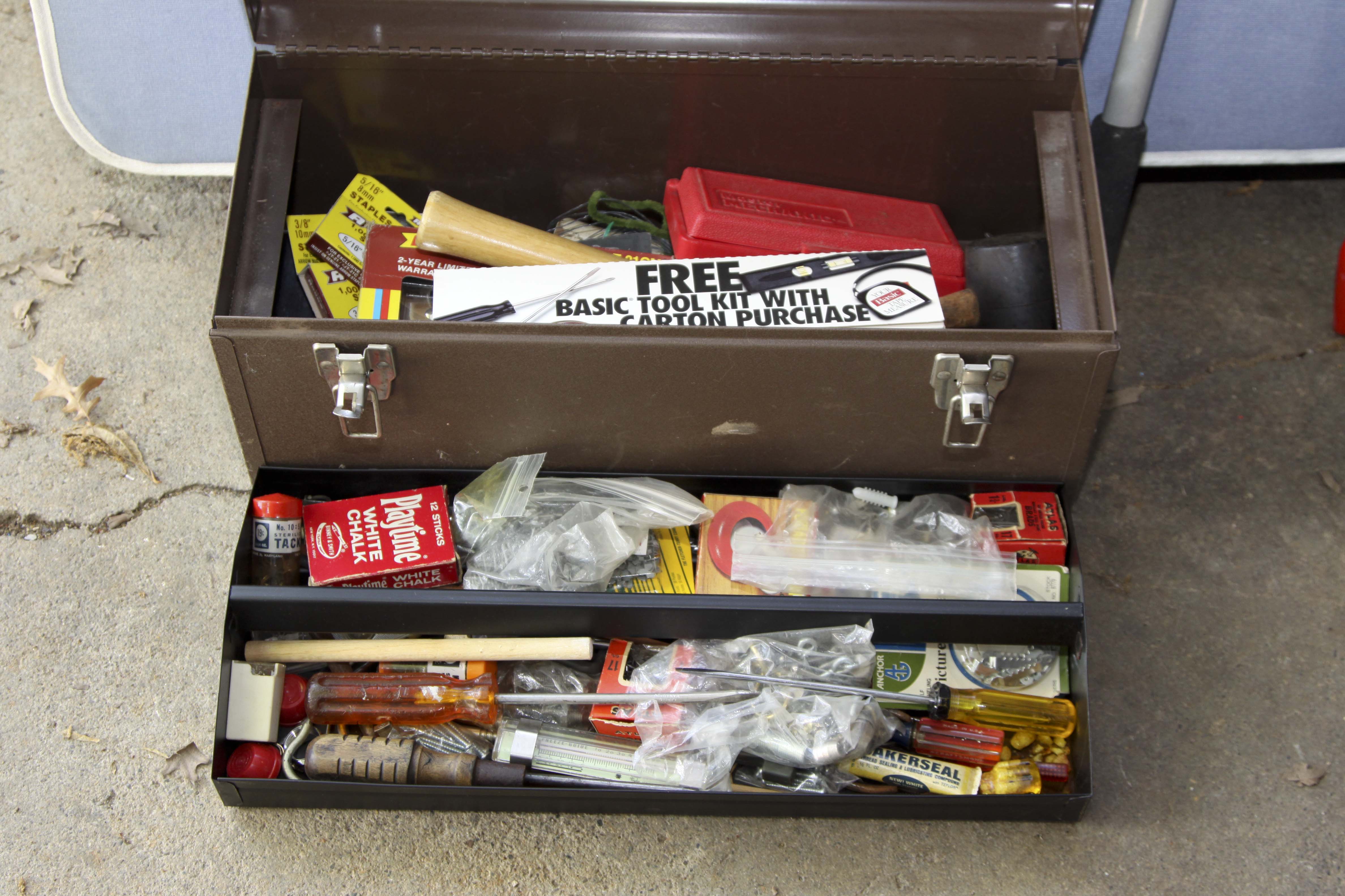 Vintage Tool Box, Tools and Erector Set