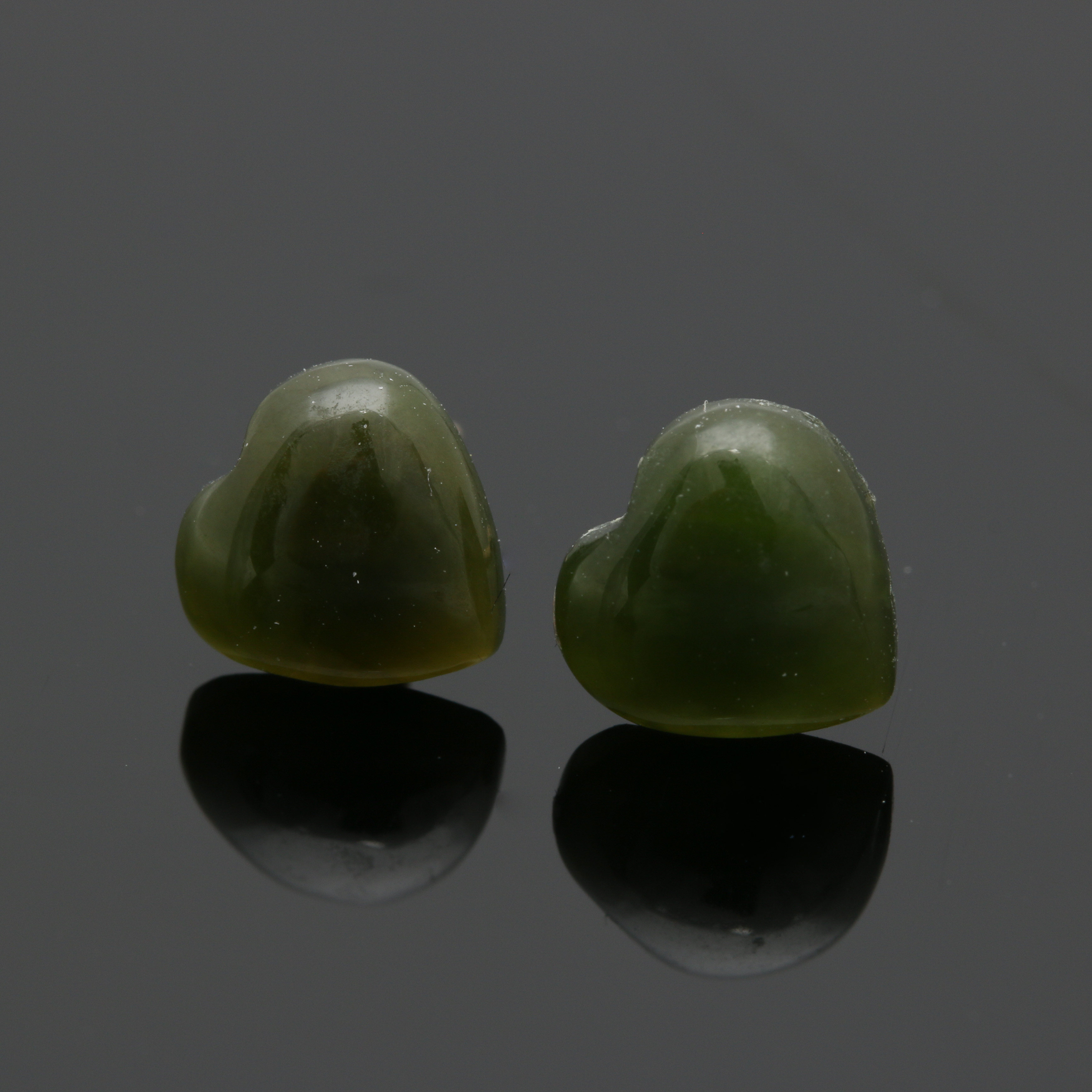 14K Yellow Gold Seed Pearl Ring and Nephrite Heart Stud Earrings