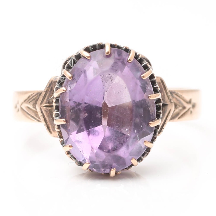 10K Yellow Gold Vintage Amethyst Ring