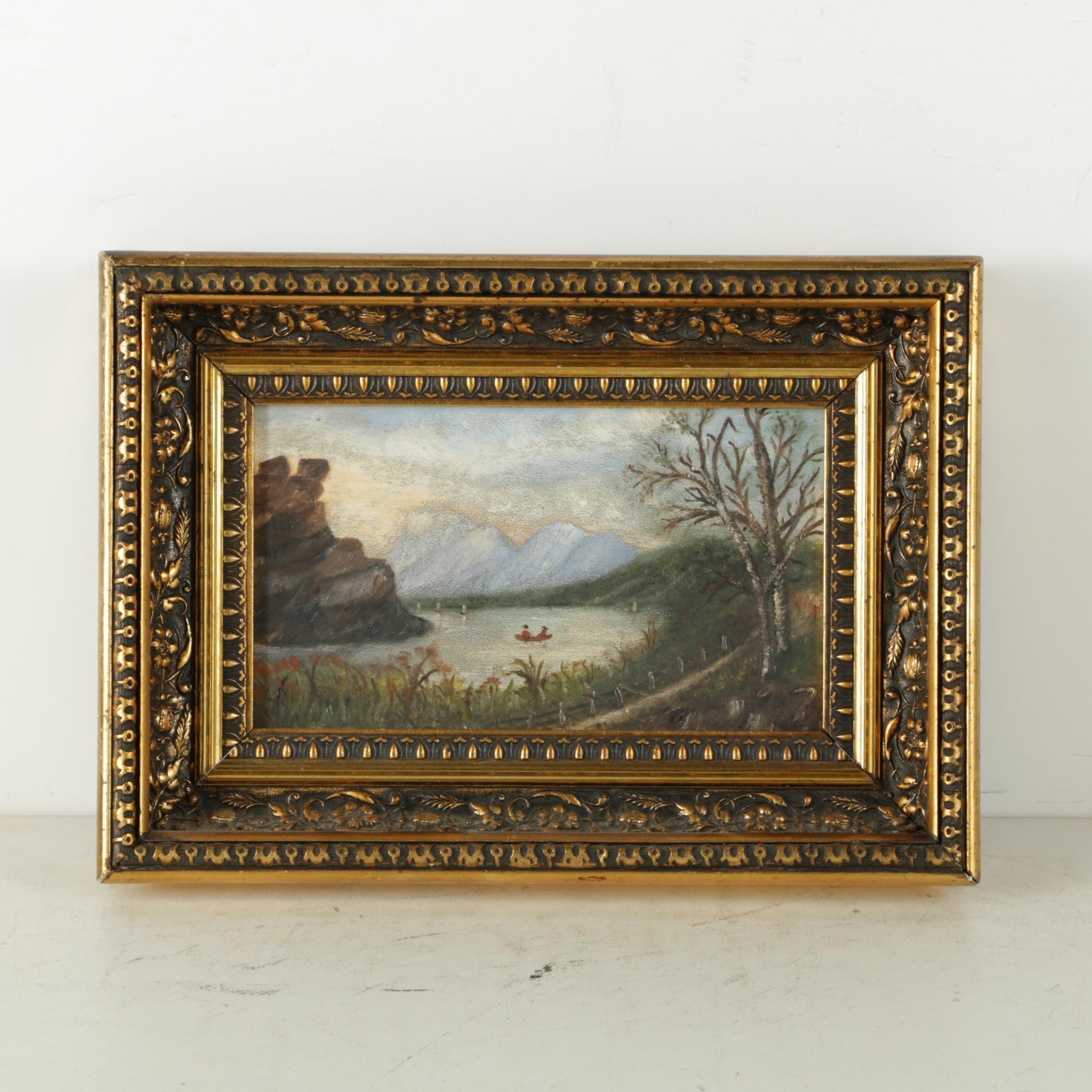 Oil Painting on Panel of a Figural Landscape